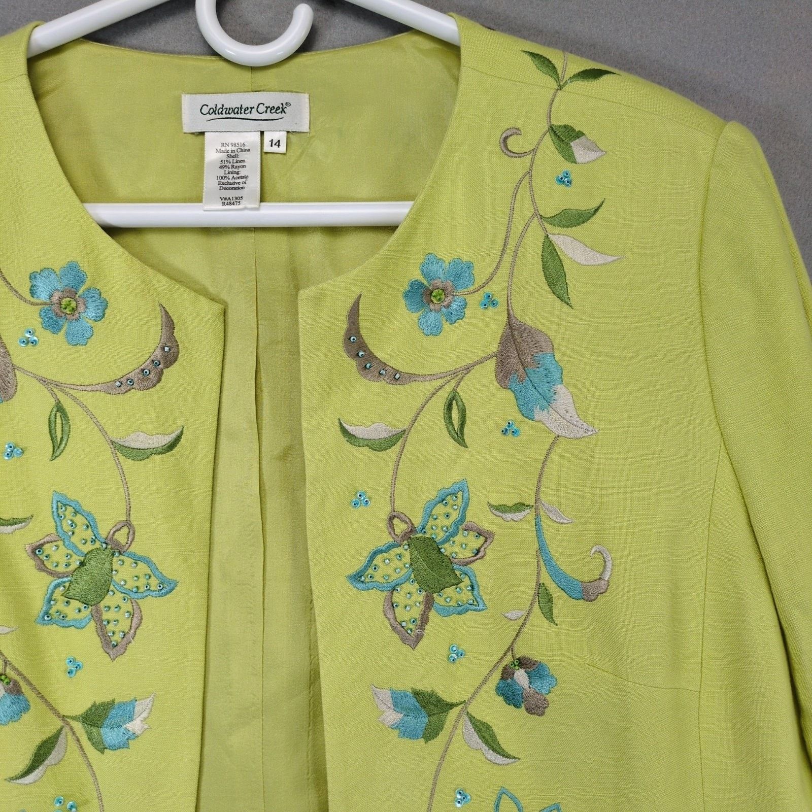Coldwater Creek Coldwater Creek Women's 14 Linen Blend Open Blazer Jacket Size XL / US 12-14 / IT 48-50 - 4 Thumbnail