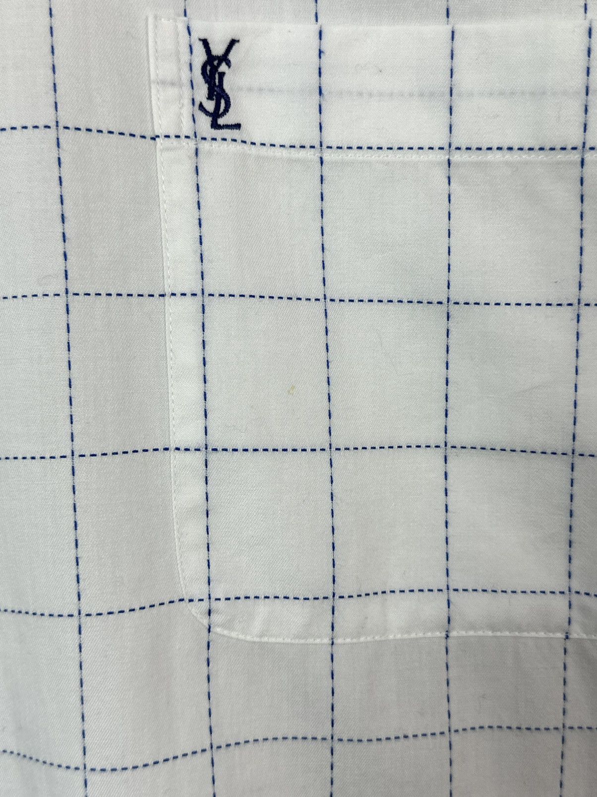 Yves Saint Laurent Vintage YvesSaintLaurent Check White Short Sleeve Shirt Size US L / EU 52-54 / 3 - 8 Thumbnail