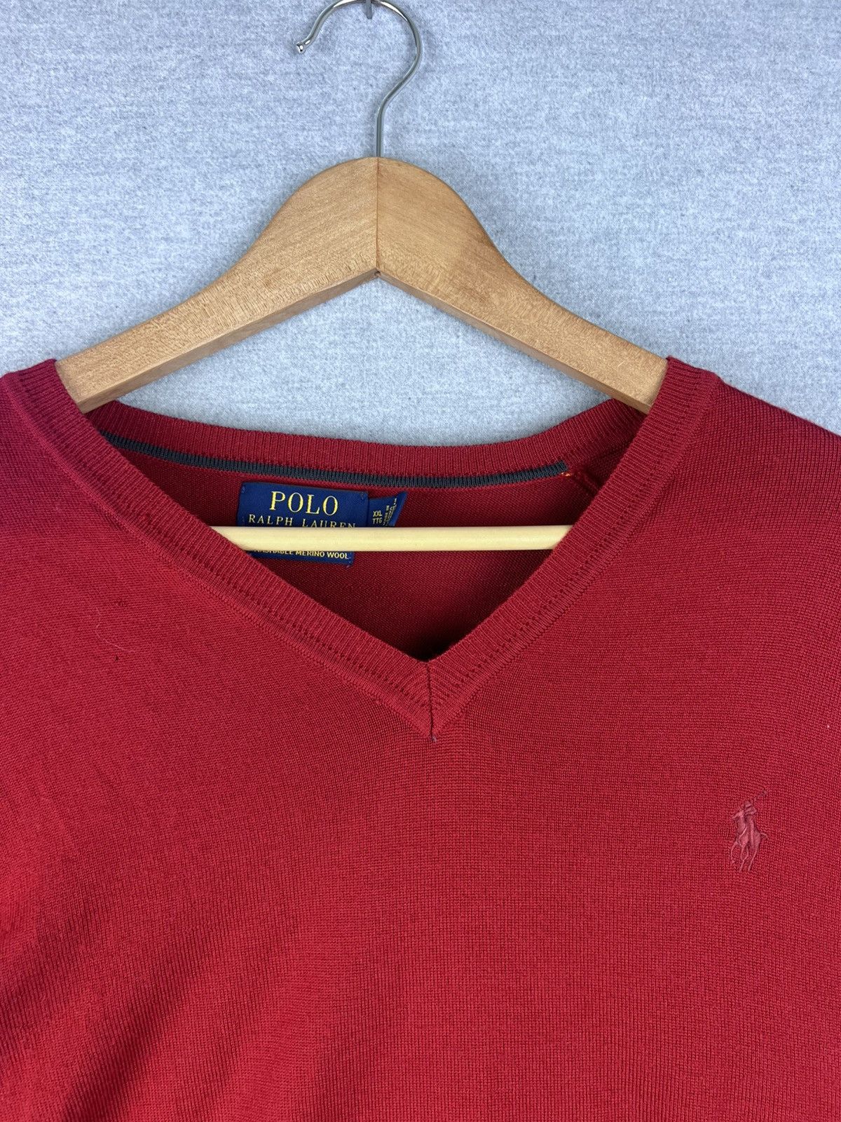 Polo Ralph Lauren × Vintage POLO RALPH LAUREN Red Crew Neck Sweater XXL Washable Merino Size US XXL / EU 58 / 5 - 1 Thumbnail