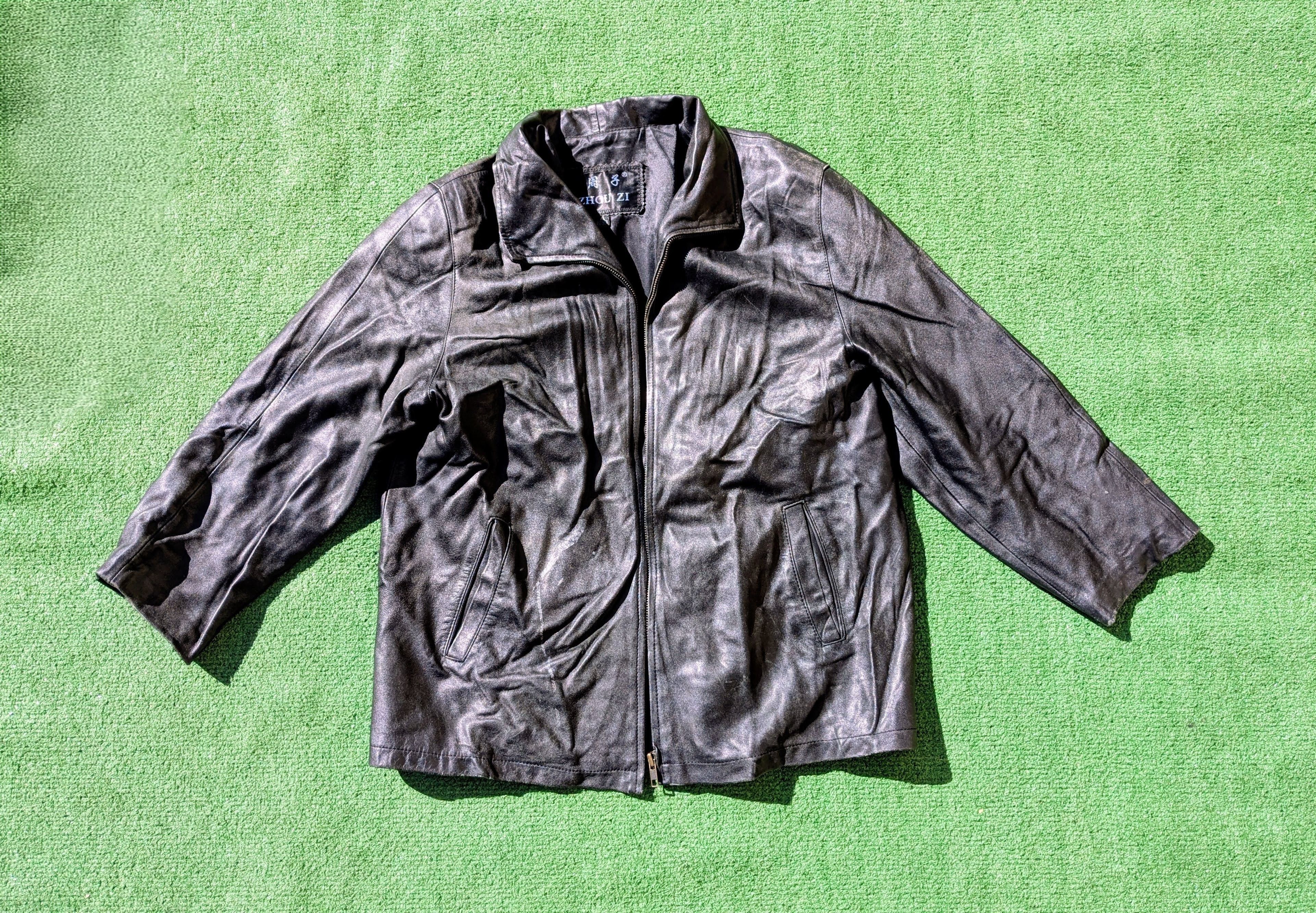 Other Vintage Zhou Zi Zip-Up Leather Racer Bomber Jacket Coat Size US M / EU 48-50 / 2 - 5 Thumbnail