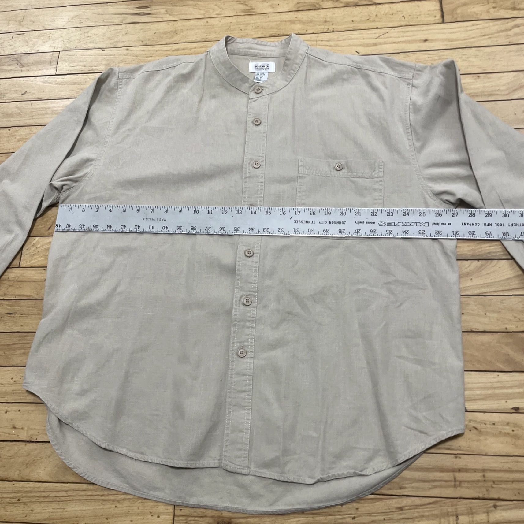 Vintage VINTAGE Sostanza Linen Shirt Men XL Beige No Collar Long Sleeve 90s Size US XL / EU 56 / 4 - 5 Thumbnail