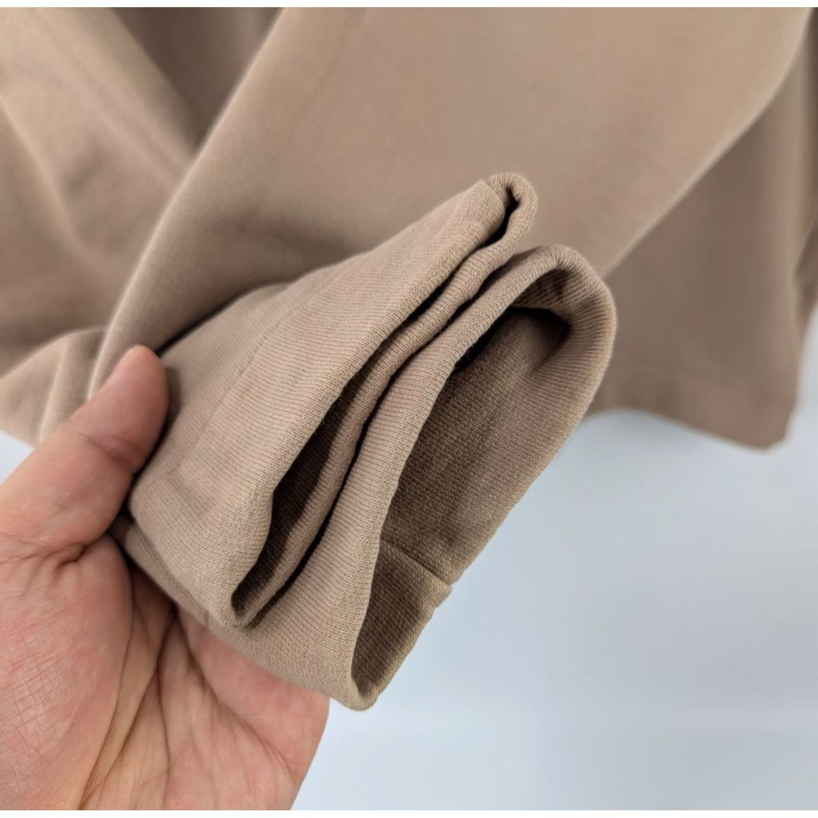 Cos COS Sweatshirt Mens Large Light Taupe Pullover Pocket Stretch Preppy Knit Crew Neck Regular Long Sleeve, Brown, Cotton Polyamide, Fall Winter, Carded Size US L / EU 52-54 / 3 - 3 Thumbnail