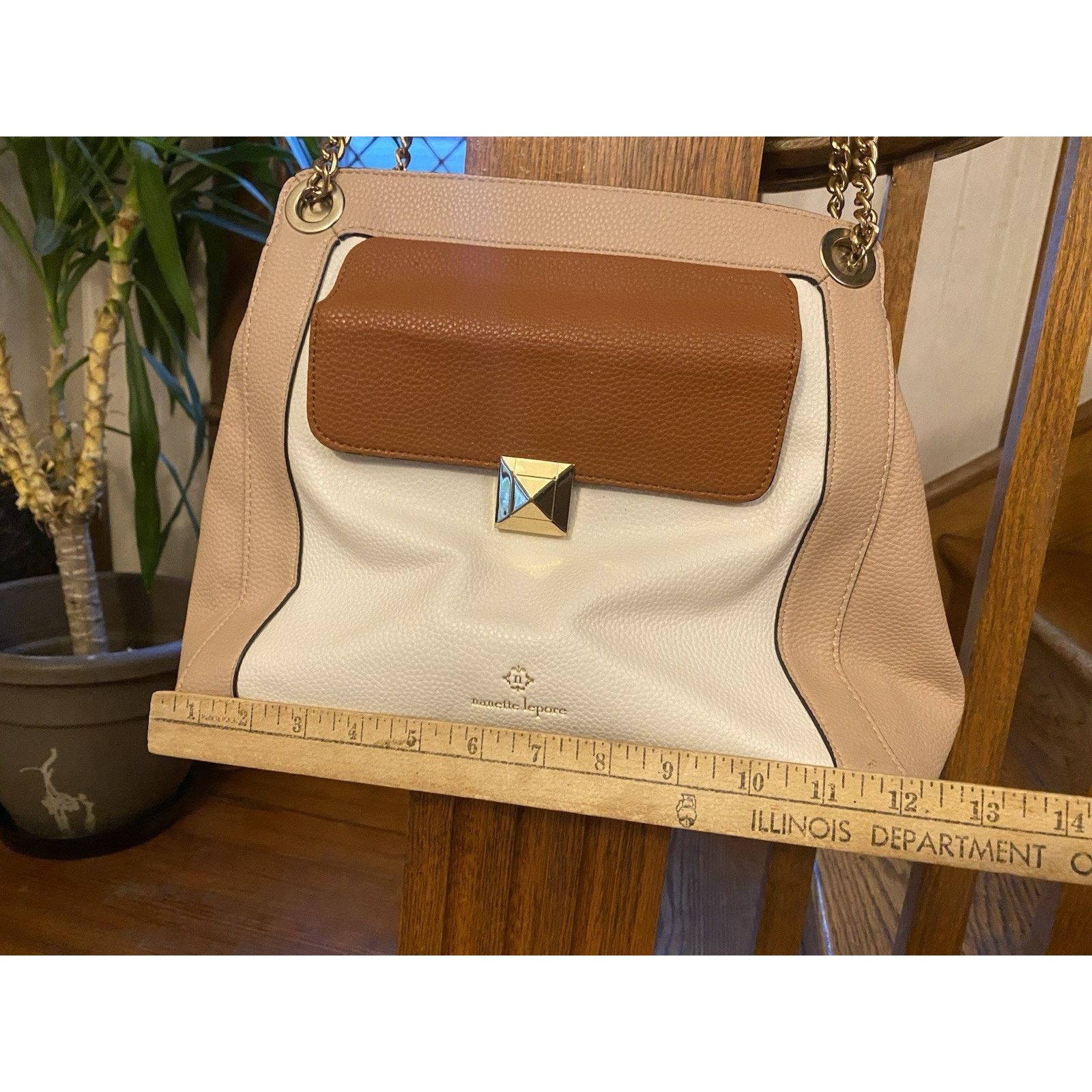 Nanette Lepore Nanette Lepore Handbag Women’s 2 Toned Beige Gold Chain Size ONE SIZE - 8 Thumbnail