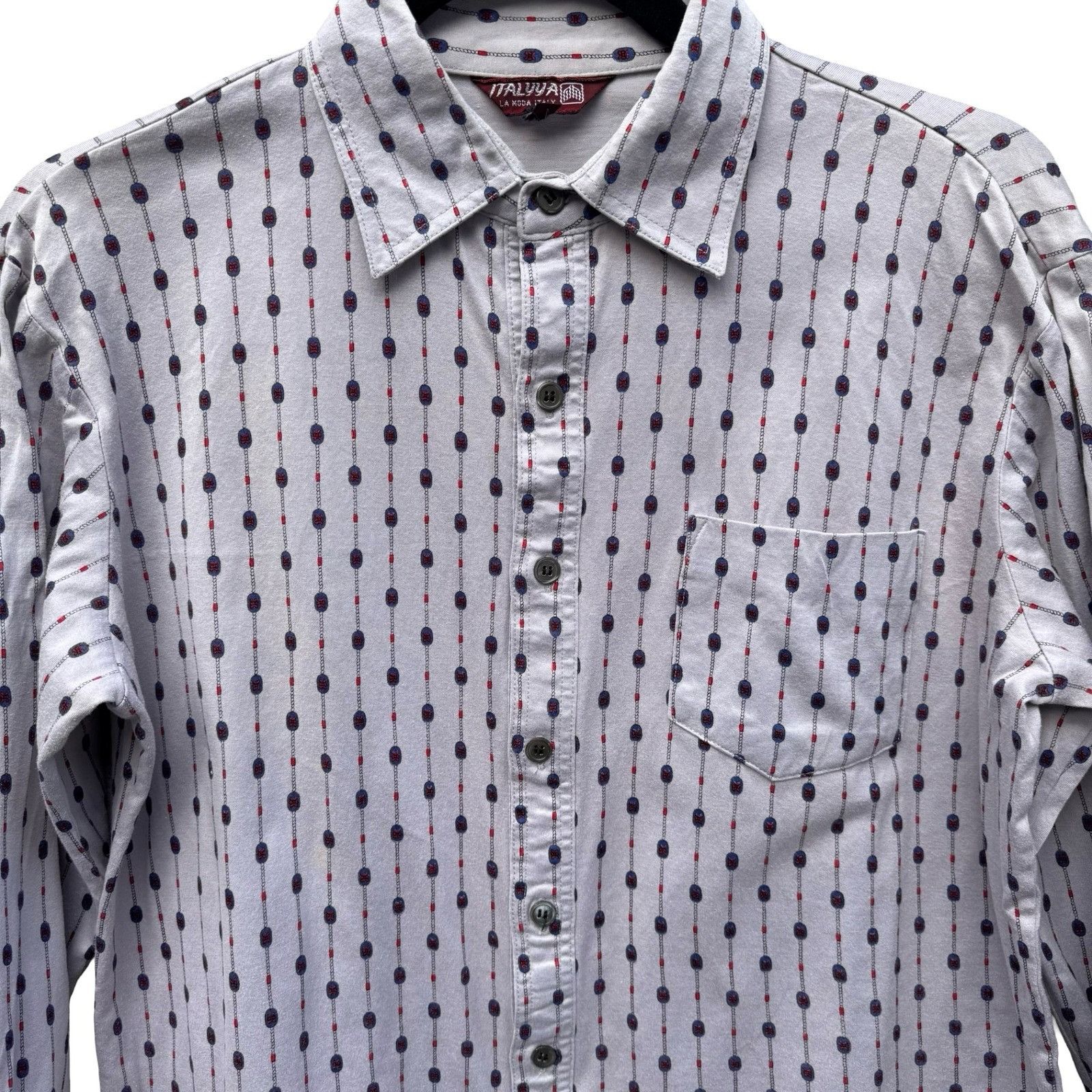 Other Italyva La Moda Italy Mens Grey Geometric Chain Print Button Size US M / EU 48-50 / 2 - 3 Thumbnail