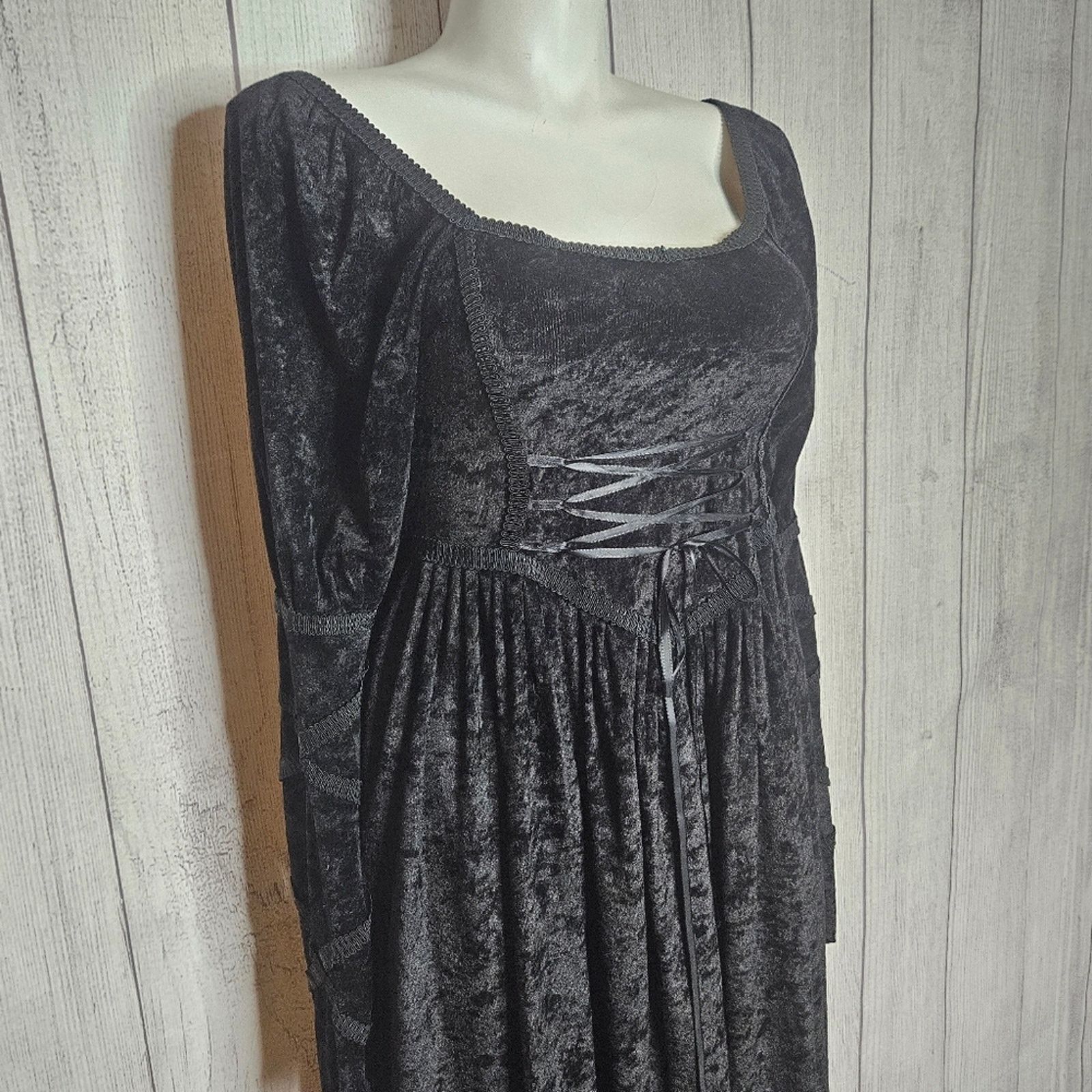 Vintage Begotten by Dilek Atasu Velvet Corset Victorian Maxi Dress Size L / US 10 / IT 46 - 3 Thumbnail