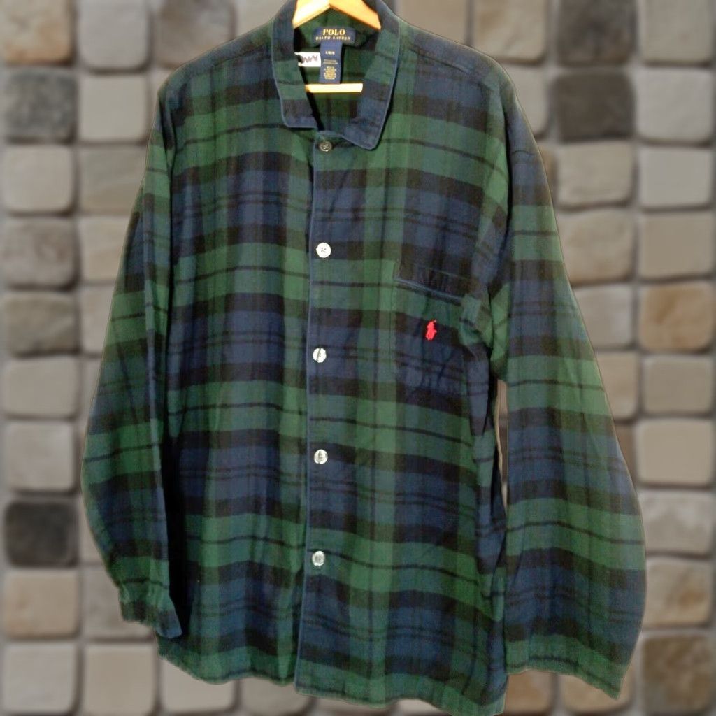 Polo Ralph Lauren VINTAGE Polo Ralph Lauren Pajama Top Men L Blackwatch Tartan Plaid Flannel Shirt READ Size US L / EU 52-54 / 3 - 1 Thumbnail