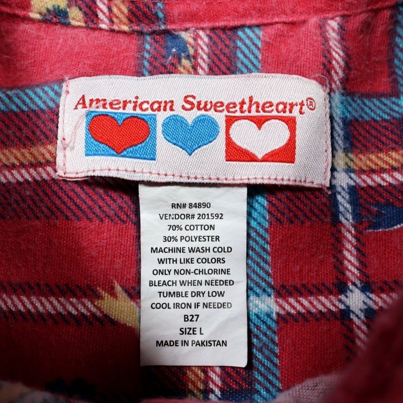 Vintage American Sweetheart Button Up Shirt Womens Large Red Plaid Floral Flannel Size L / US 10 / IT 46 - 5 Thumbnail