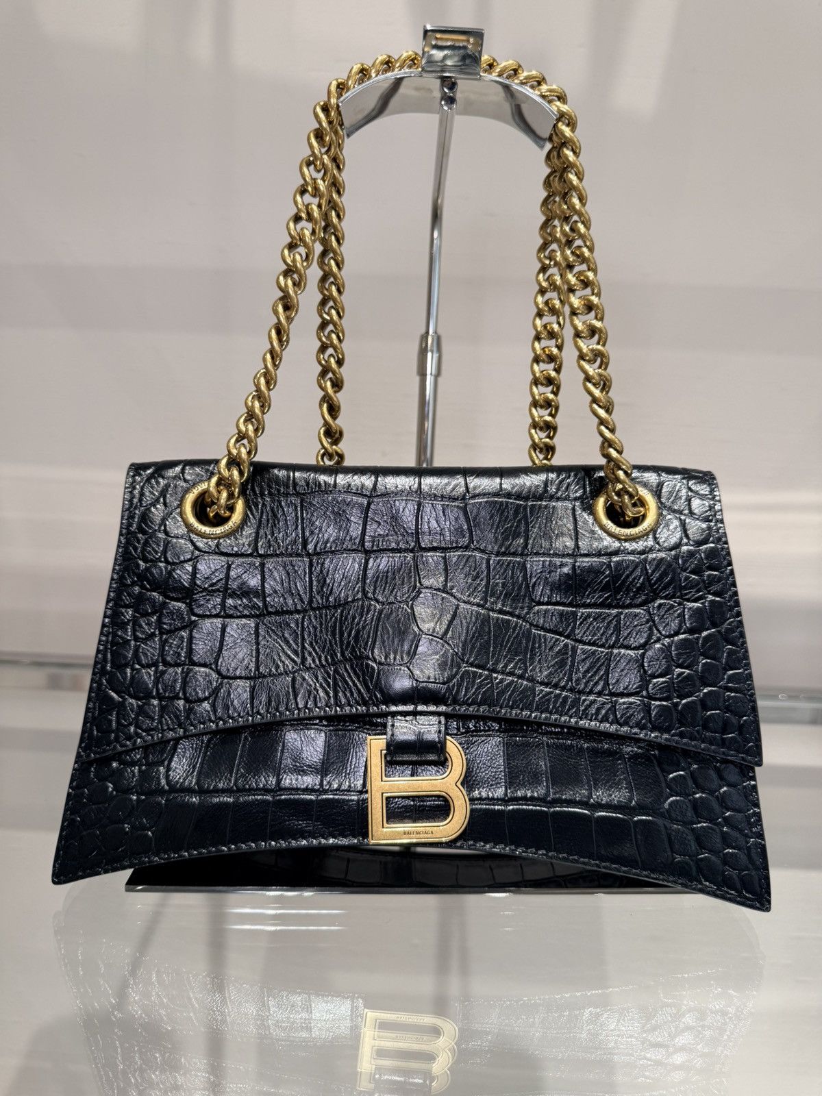 Balenciaga Balenciaga "Crush" shoulder bag in croc-embossed Size ONE SIZE - 1 Thumbnail