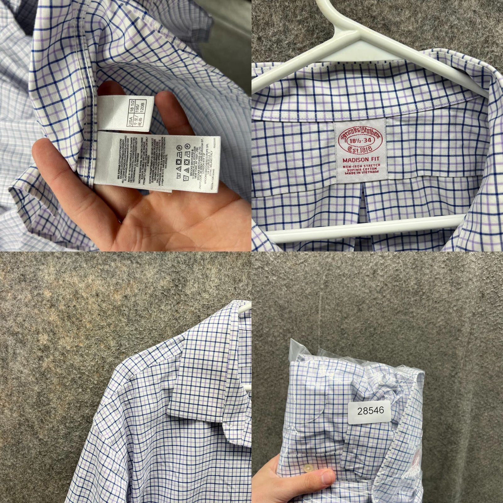 Brooks Brothers VINTAGE Brooks Brothers Shirt Mens 18.5 34 Blue Madison Poplin Button Down Gingham Shirt kin blue? Size US XXL / EU 58 / 5 - 8 Thumbnail