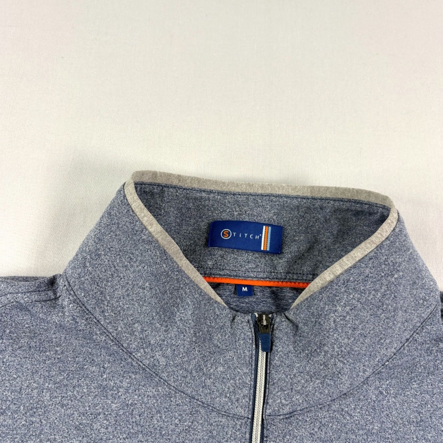 Vintage Stitch Golf Shirt Mens M Blue 1/4 Zip Pullover Regular Breathable Logo Casual Activewear Polyester Mock Neck Zip Size US M / EU 48-50 / 2 - 2 Thumbnail