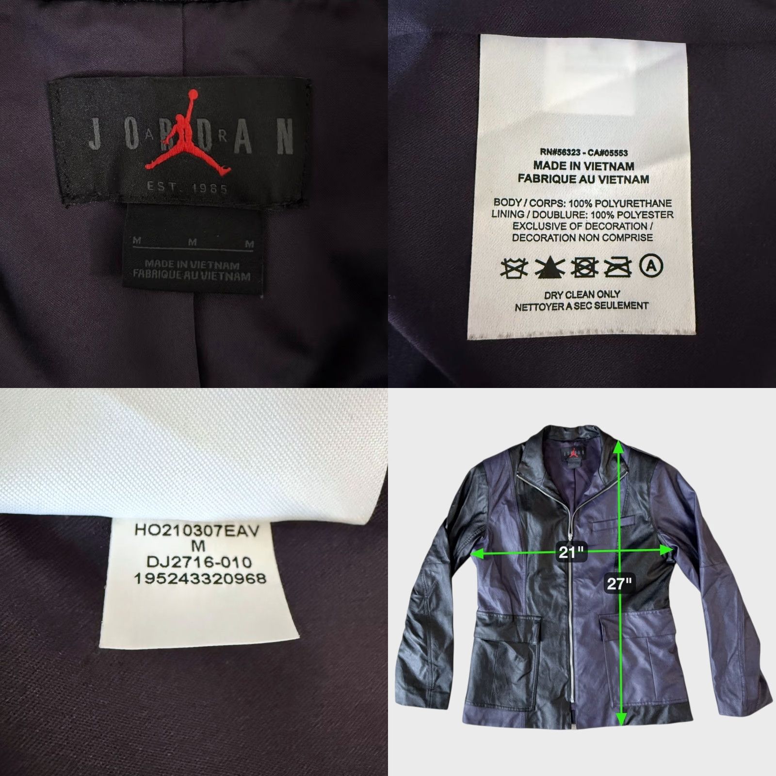 Jordan Brand Nike Air Jordan Jacket Women's Medium Purple & Black Capsule 2.0 Faux Leather Size M / US 6-8 / IT 42-44 - 8 Thumbnail