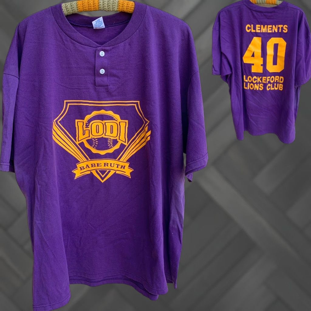 Vintage VINTAGE Soffe Shirts T-Shirt XXL Unisex Purple LODI BABE RUTH BACK CLEMENTS 40 LOCKEFORD LIONS CLUB Size US XXL / EU 58 / 5 - 1 Thumbnail