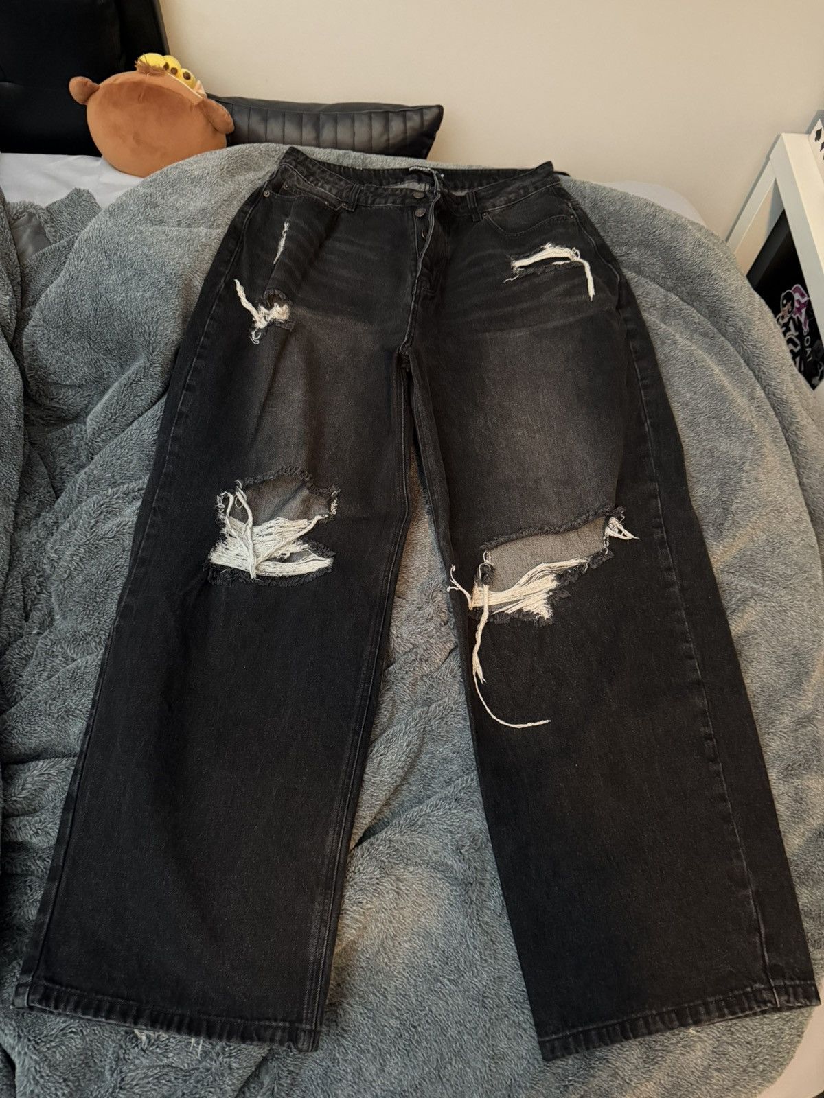 Japanese Brand Im happy promise ihp black baggy ripped denim Size US 32 / EU 48 - 1 Thumbnail