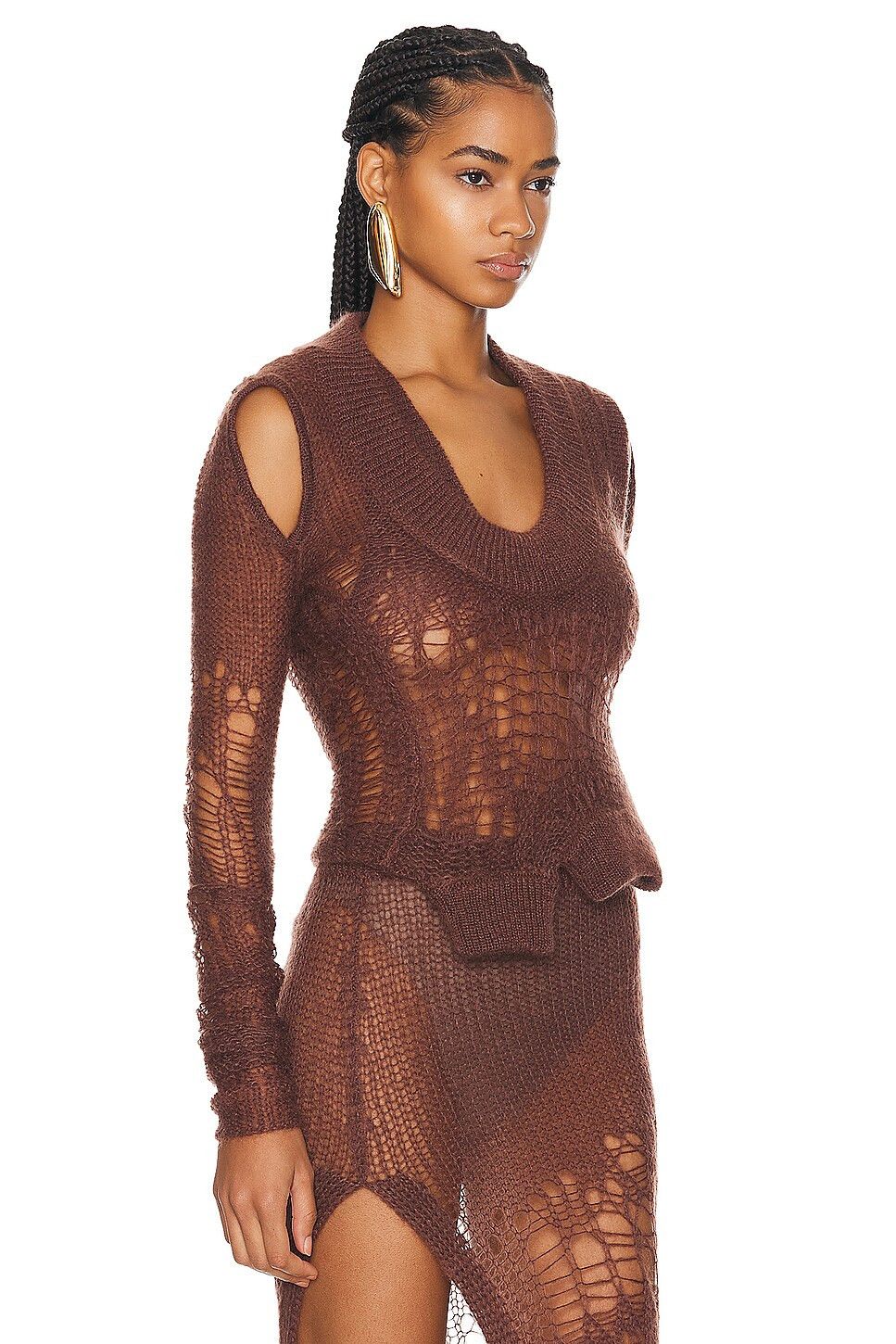 Rick Owens o1y0126 Crewneck Sweater in Brown Size S / US 4 / IT 40 - 2 Thumbnail