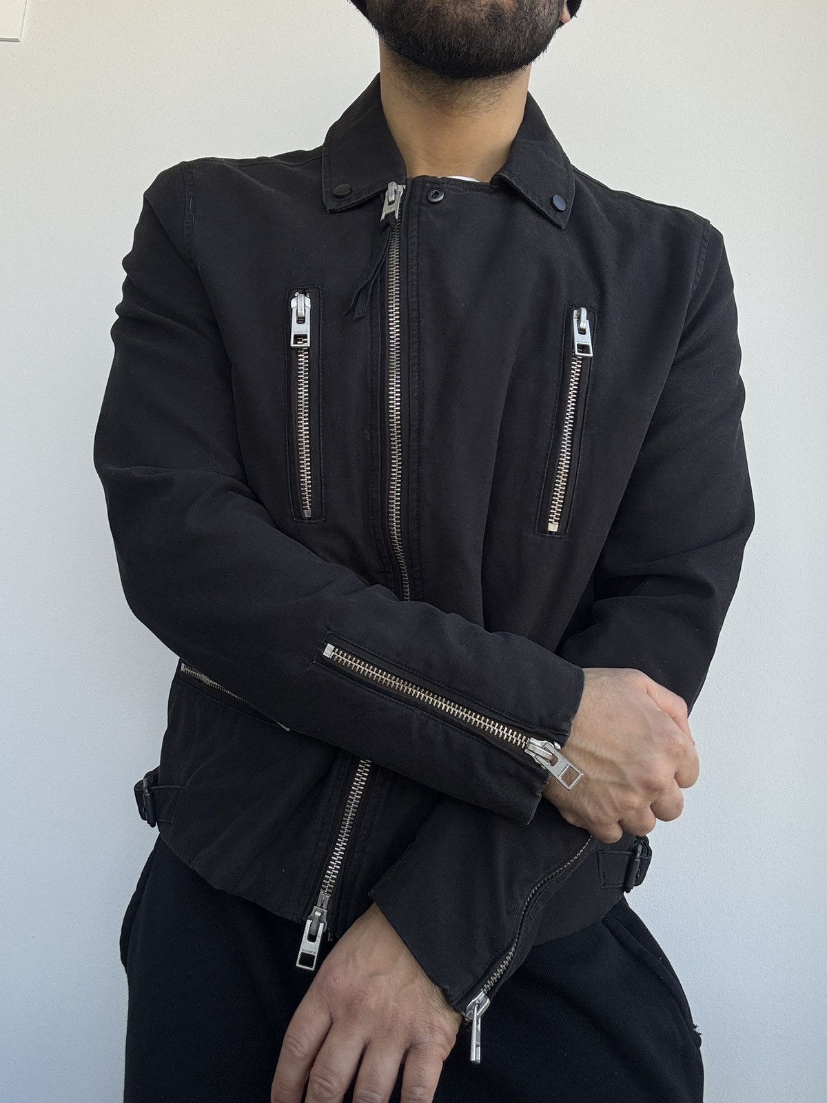 Allsaints Surplus Biker Zipper Jacket Black Size US XL / EU 56 / 4 - 7 Thumbnail