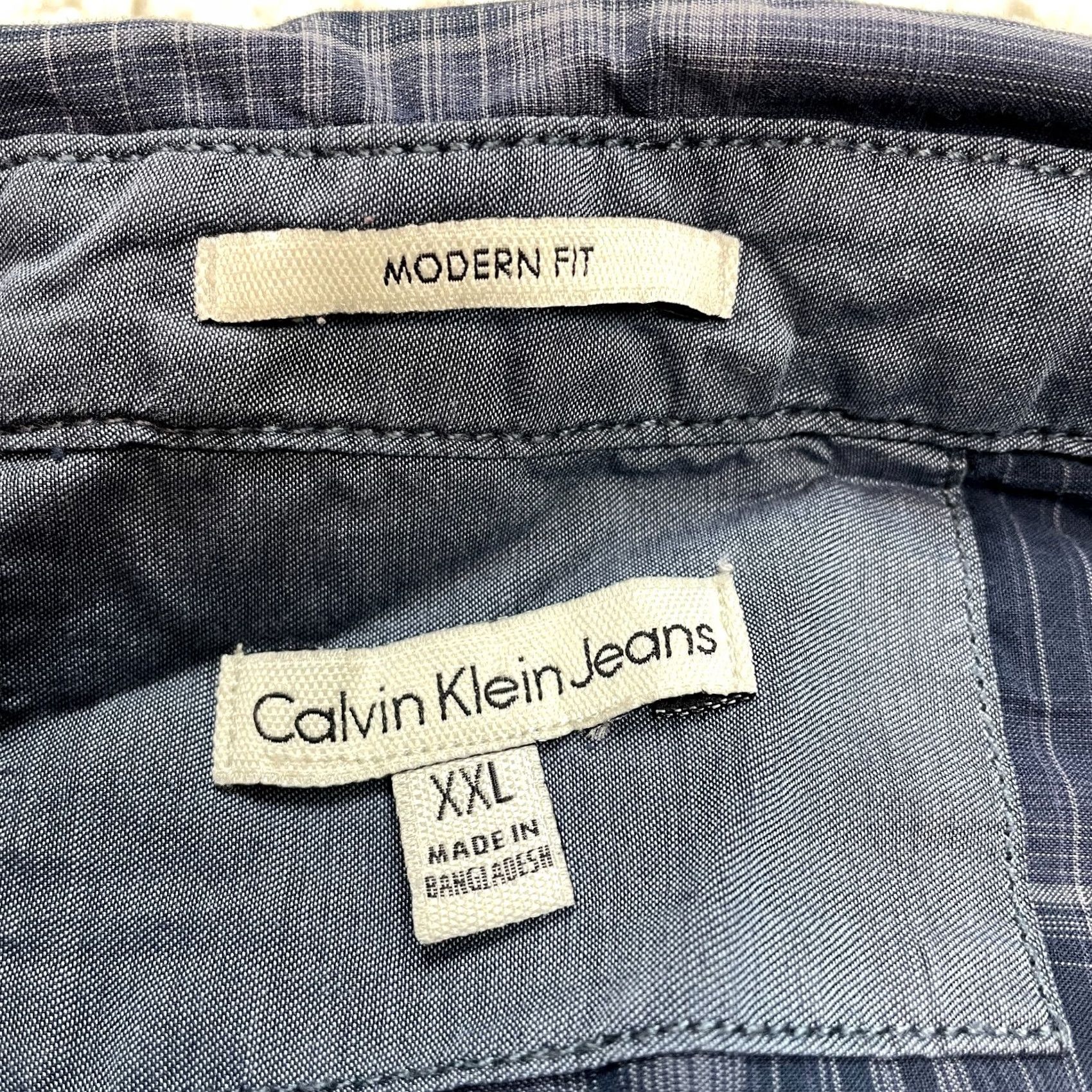 Vintage Calvin Klein Jeans Shirt Mens 2XL Blue Plaid Long Sleeve Button-Up Collared Cotton Modern Fit Shirt Size US XXL / EU 58 / 5 - 4 Thumbnail