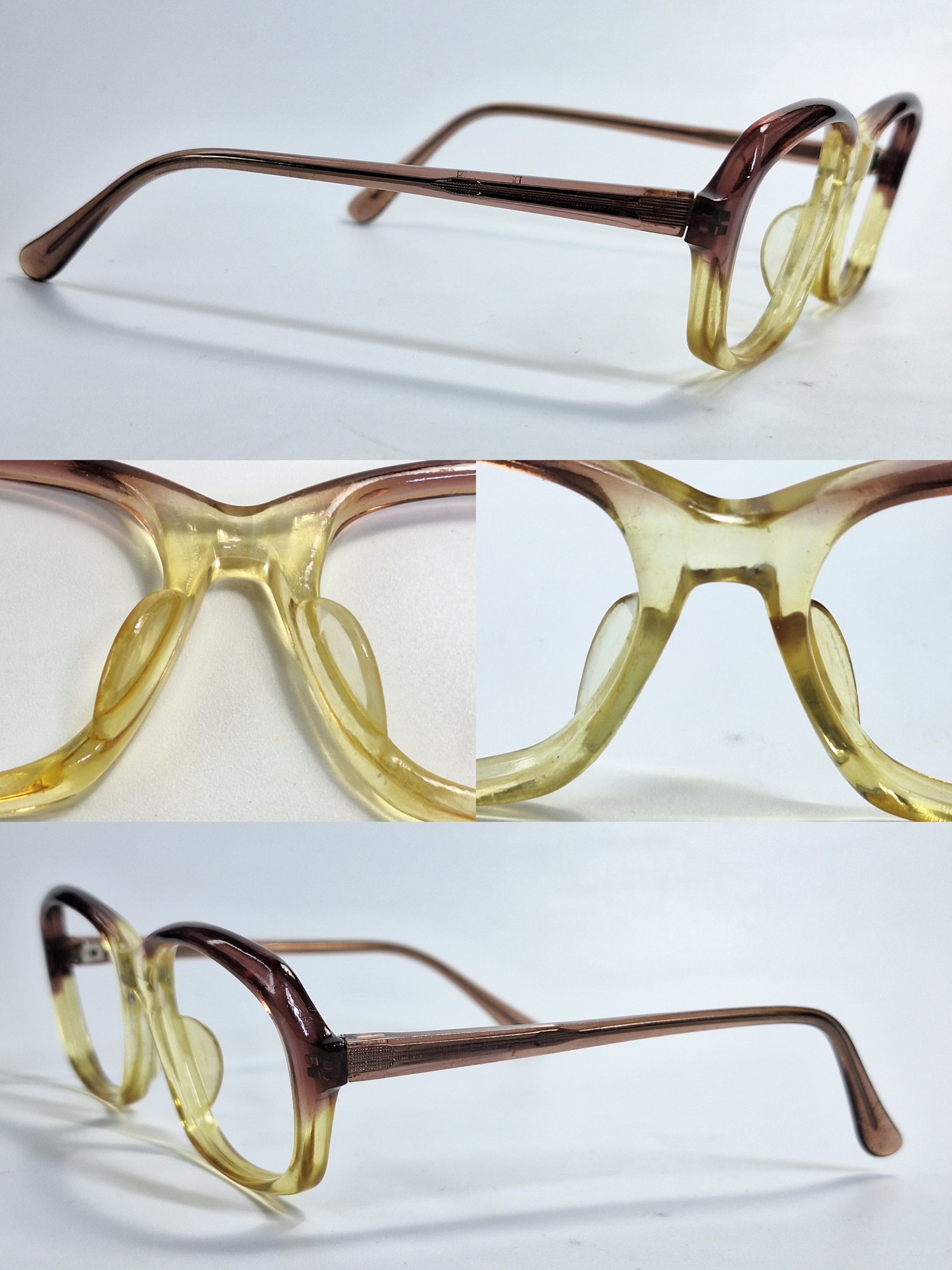 Other Papion 208 Brown Yellow Two-Tone Acetate Eyeglass Frame Size ONE SIZE - 4 Thumbnail