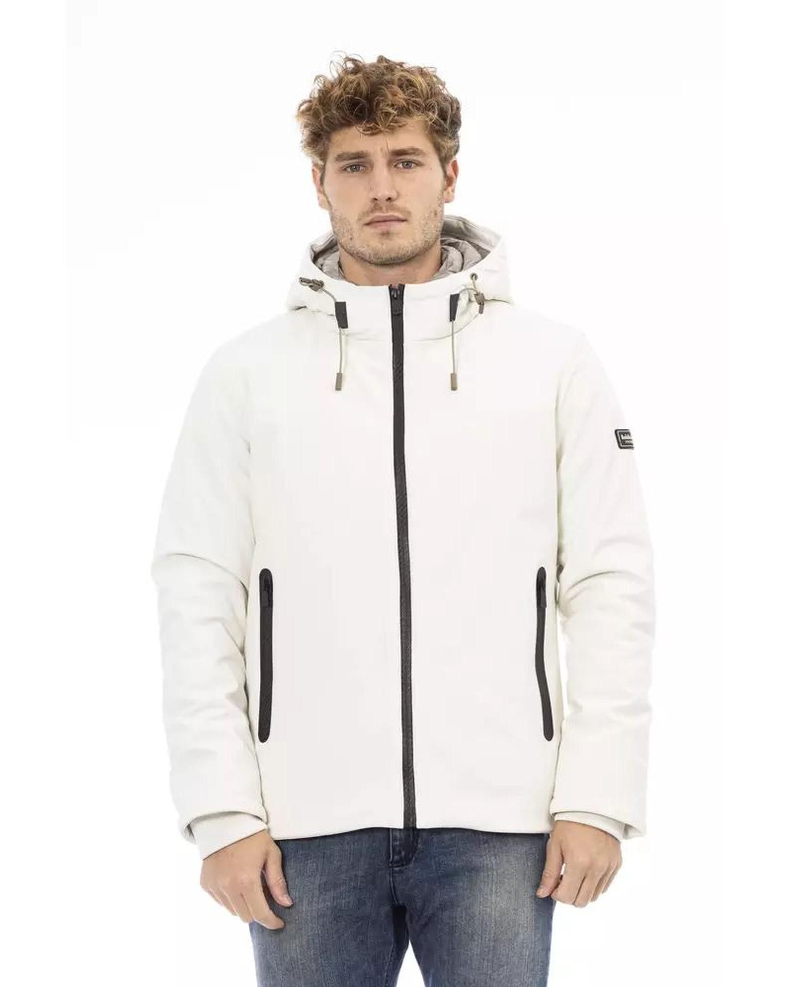 image of Baldinini Polyester Jacket With Threaded Pockets in White, Men's (Size Medium)