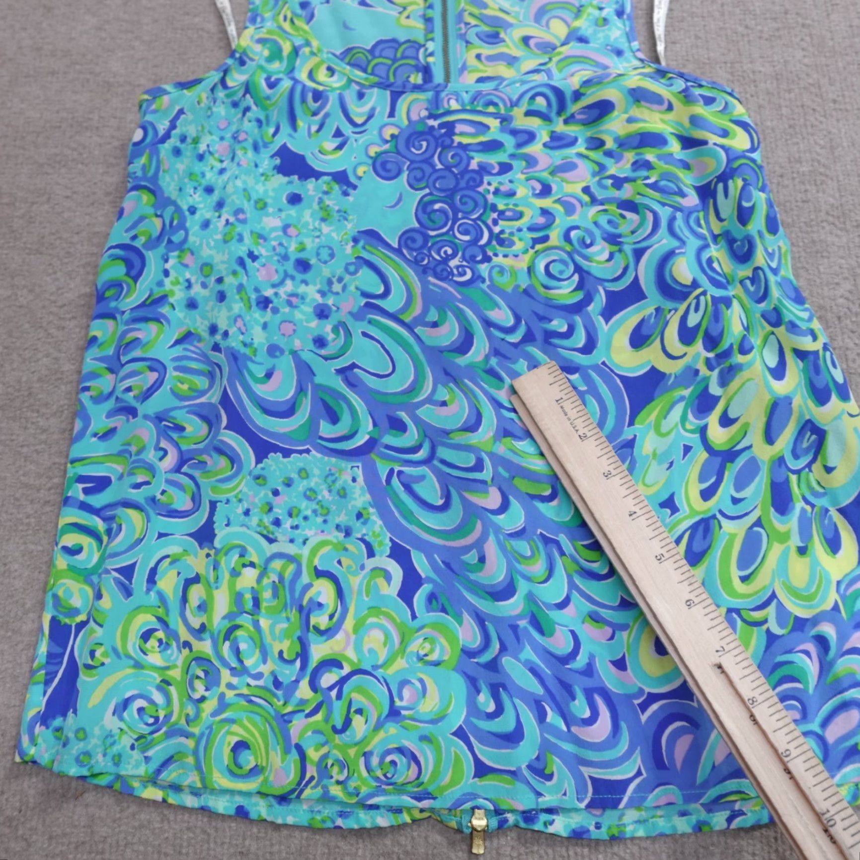 Lilly Pulitzer Lilly Pulitzer Womens Tank XS Blue Floral Silk Sleeveless Top Aerial 100% Silk Size XS / US 0-2 / IT 36-38 - 4 Thumbnail