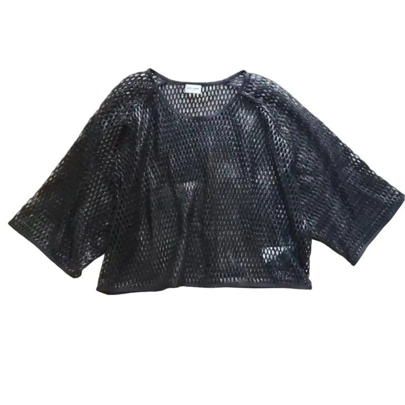 Yves Saint Laurent YSL Black Mesh Summer Short Sleeve T-Shirt 0089 Size S / US 4 / IT 40 - 1 Thumbnail