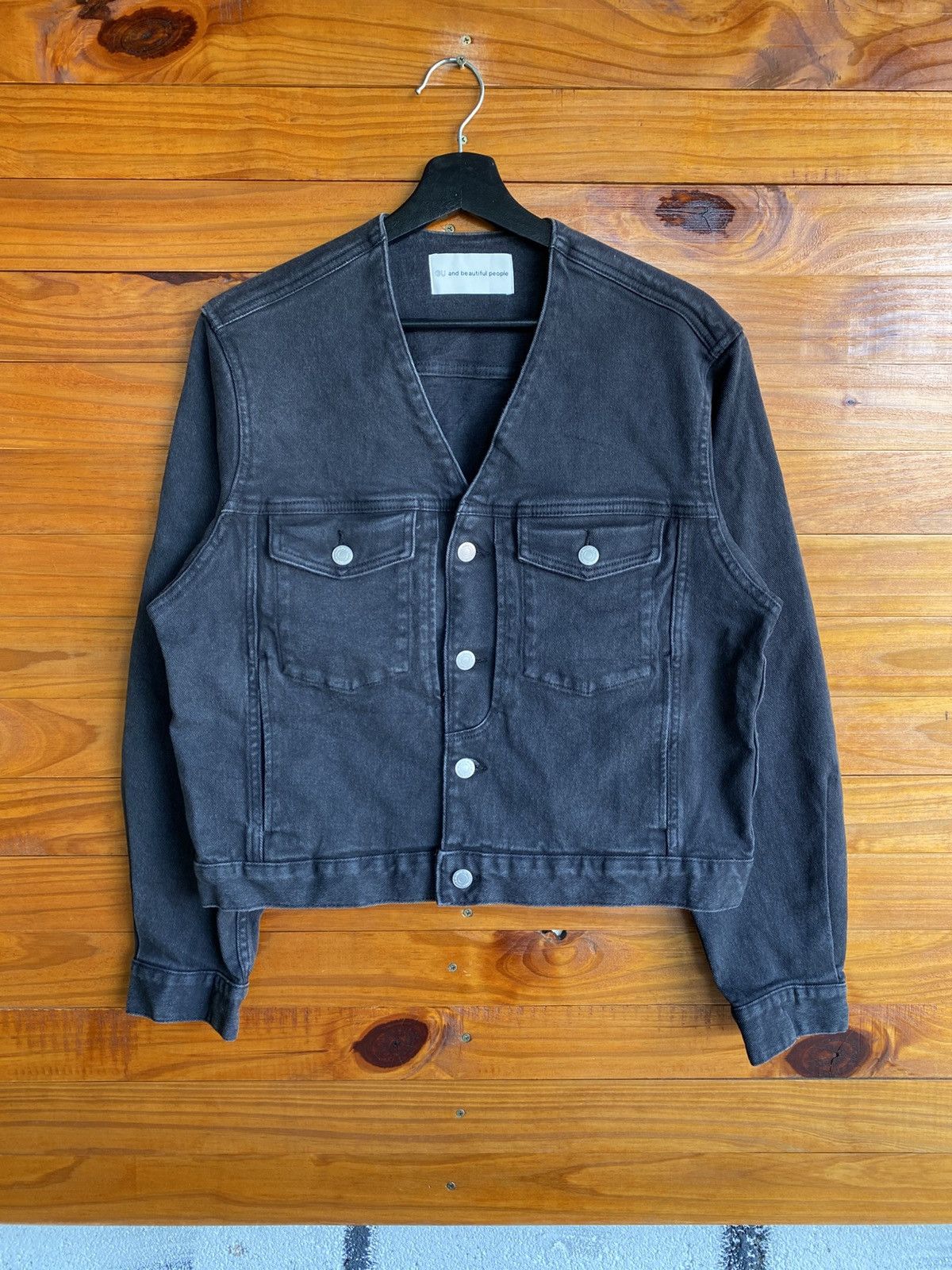 GU GU x Beautiful People Black Denim V-Neck Jacket Collab Size XL / US 12-14 / IT 48-50 - 3 Thumbnail