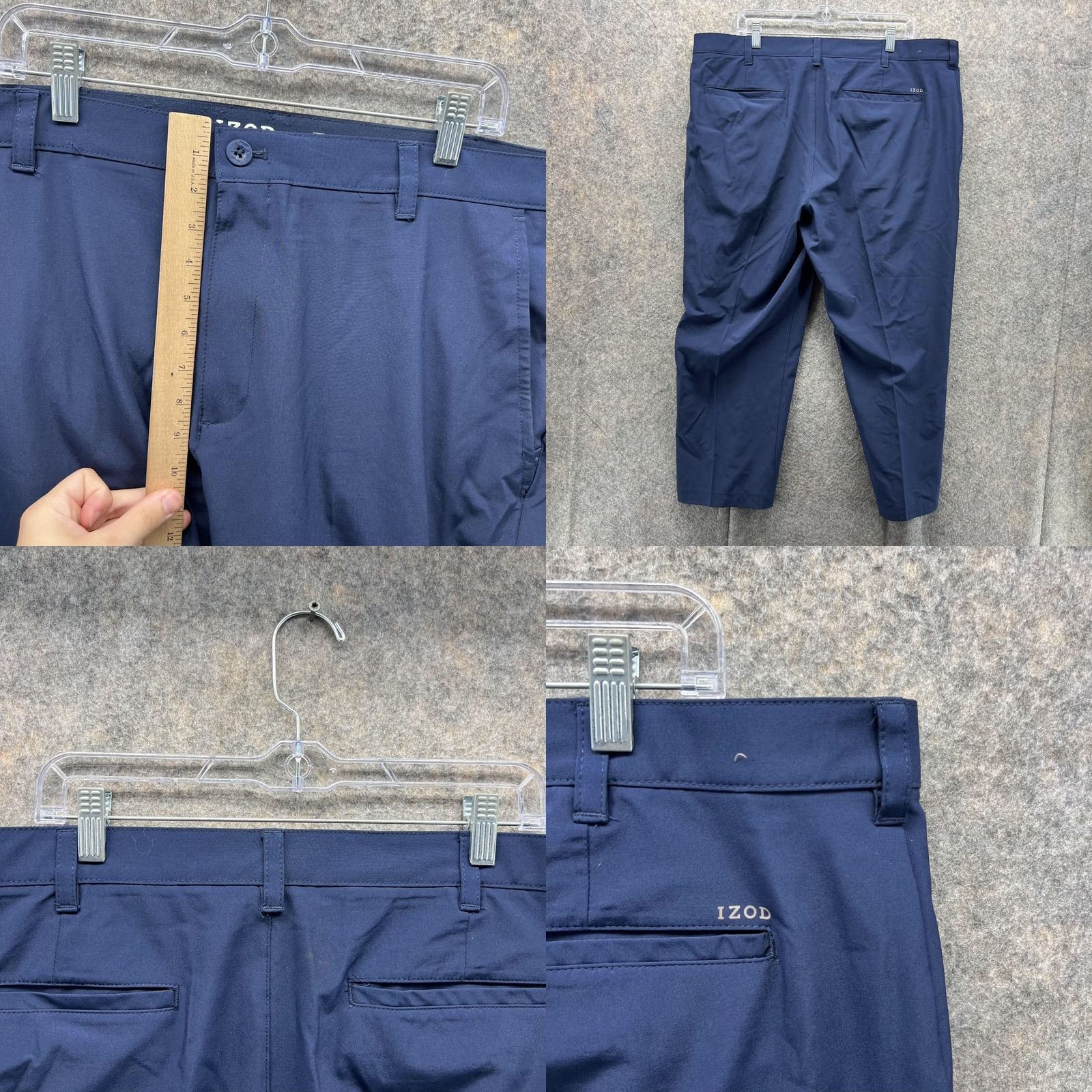 Izod IZOD Pants Men 40x29 Adult Blue Navy Chino Pleated Casual Polyester Size US 40 / EU 56 - 8 Thumbnail
