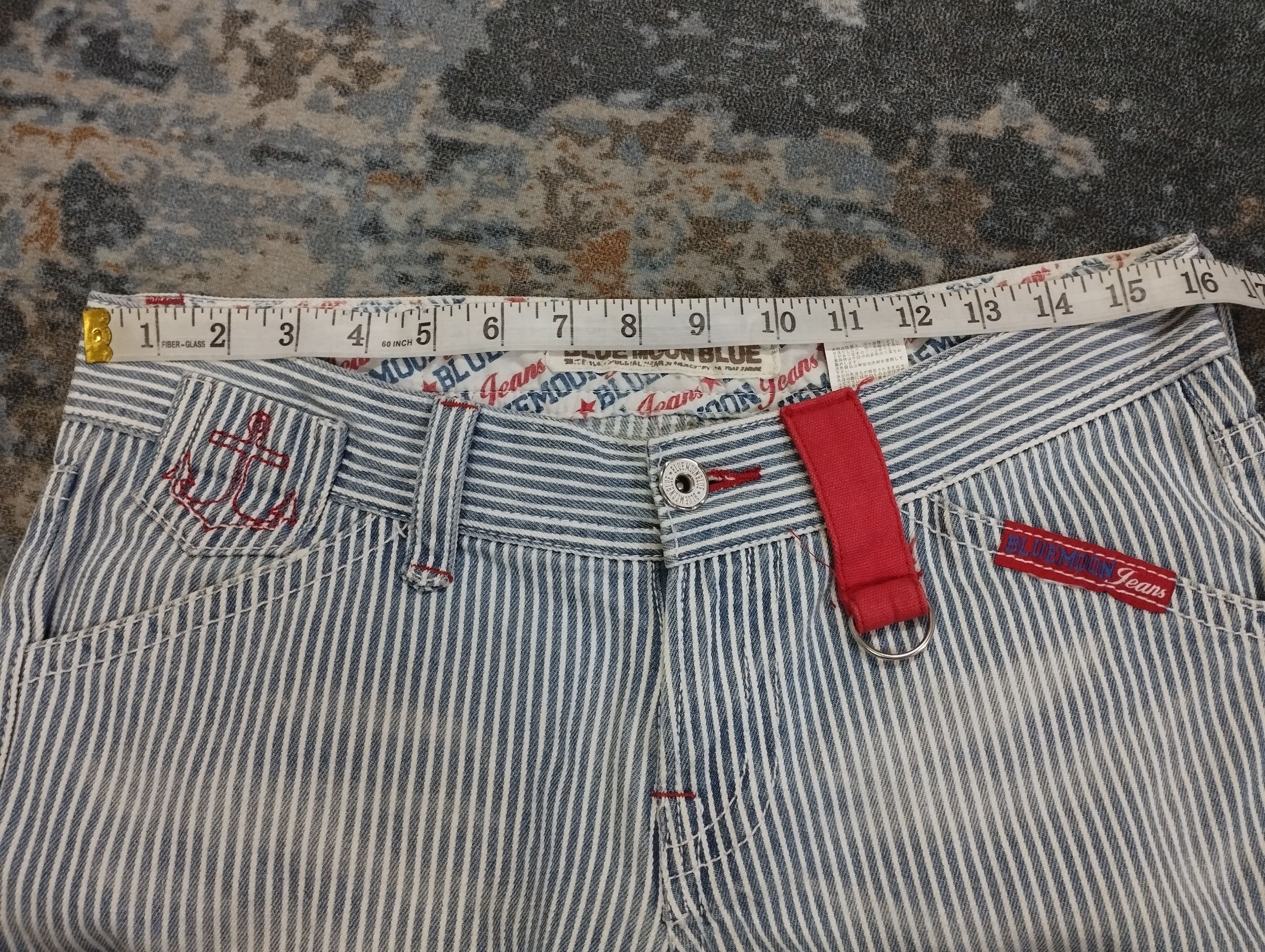 Tete Homme Japan Hickory Stripe Embroidery Cargo Blue Moon Blue Jeans Size US 32 / EU 48 - 7 Thumbnail