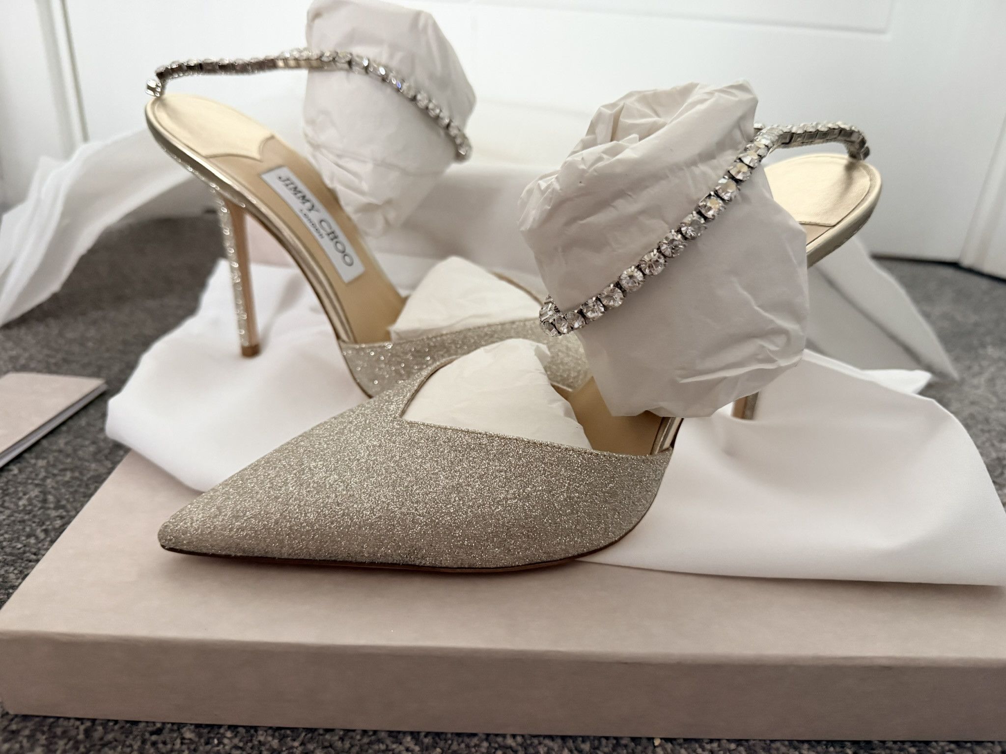 Jimmy Choo Jimmy Choo Saeda 40 Platinum Ice Crystal Size US 10 / IT 40 - 1 Thumbnail