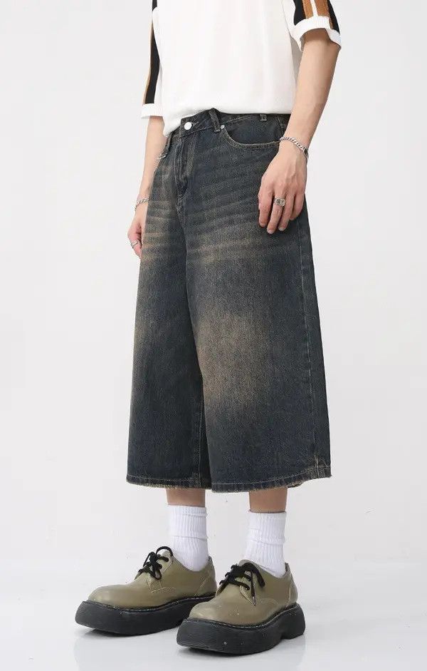 Japanese Brand Loose wide-leg vintage distressed flared denim shorts Size US 32 / EU 48 - 2 Thumbnail