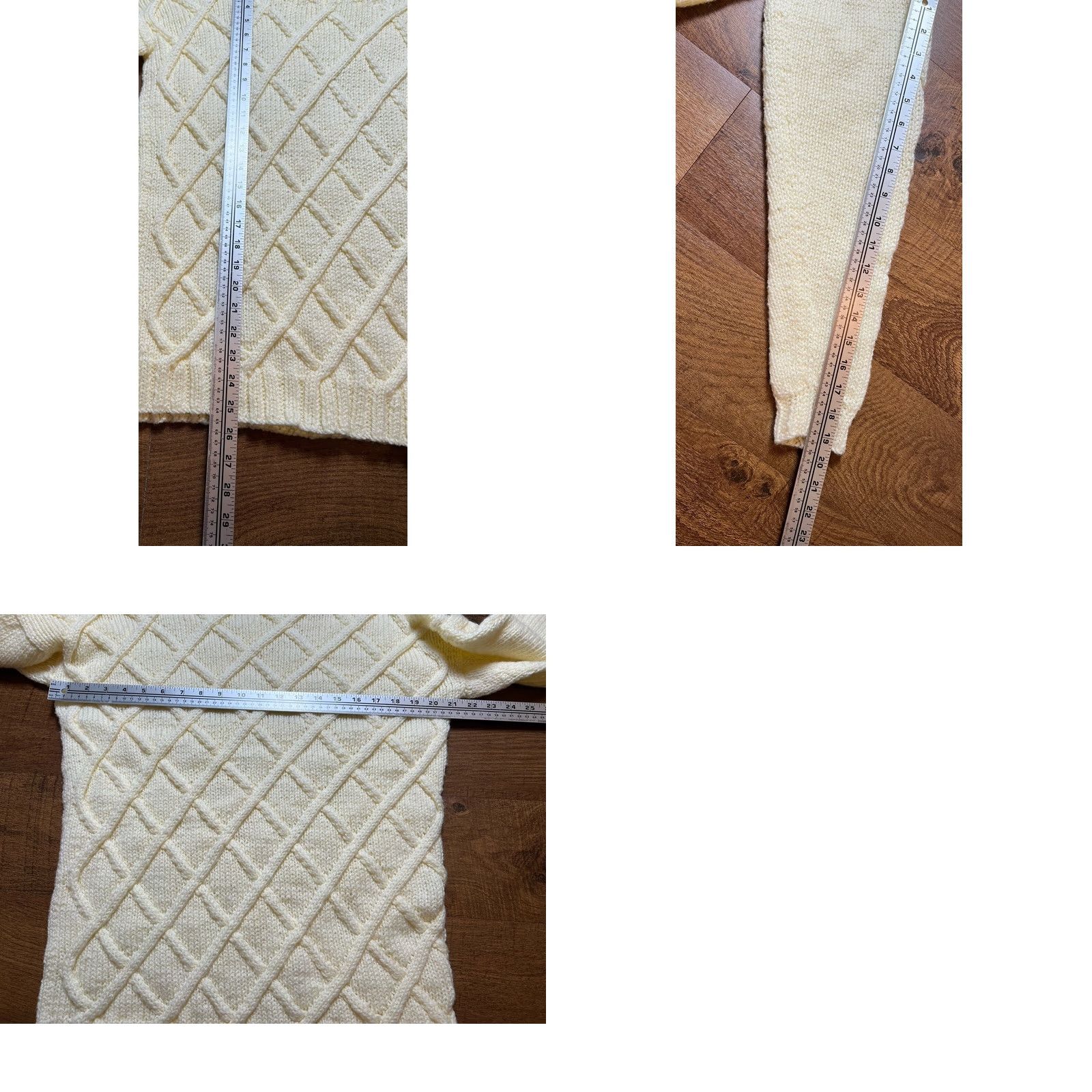 Vintage VINTAGE Fisherman Knit Sweater Turtleneck Womens Hand knit Ivory Acrylic - Medium Size M / US 6-8 / IT 42-44 - 8 Thumbnail