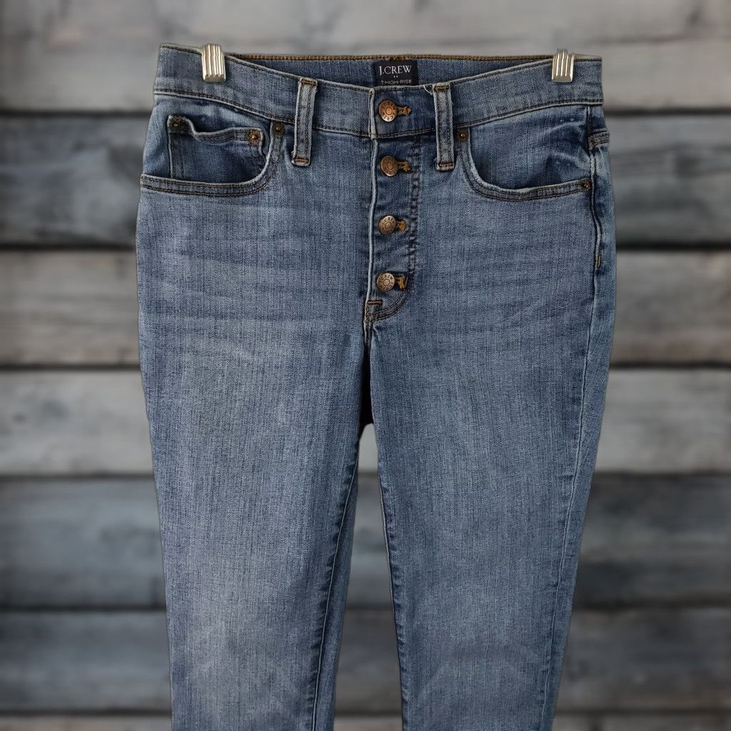 J.Crew J.CREW Womens Skinny Jeans Sz 27 Blue Medium Wash Button Fly High Rise 9.5" Inseam 27" Denim Cotton Blend Casual Slim N/A Size 27" / US 4 / IT 40 - 1 Thumbnail