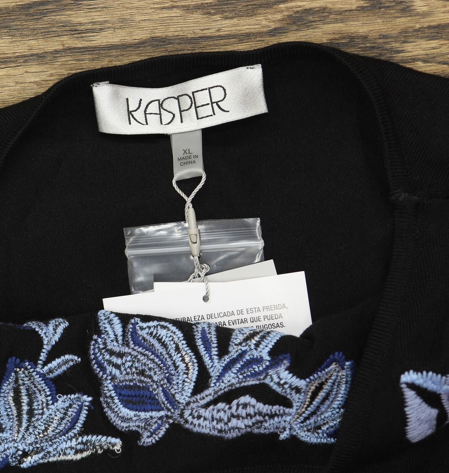 Other Nwt Kasper Womens Embroidered Knit Top 10924833 Black Xl Size XL / US 12-14 / IT 48-50 - 3 Thumbnail