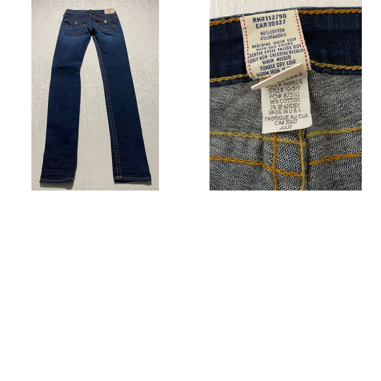 True Religion VINTAGE True Religion Julie Skinny Jeans 27 Dark Wash Contrast Stitch Made in USA 10-599 Womens Jeans Size 27" / US 4 / IT 40 - 8 Thumbnail