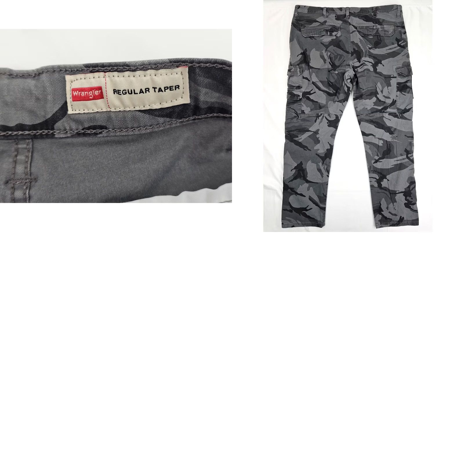 Wrangler Wrangler Cargo Pants Men Regular Taper Camouflage 42x30 90s Y2K EUC Army Hipster Vintage Style Cargo Pocket Cotton Gray Size US 42 / EU 58 - 8 Thumbnail