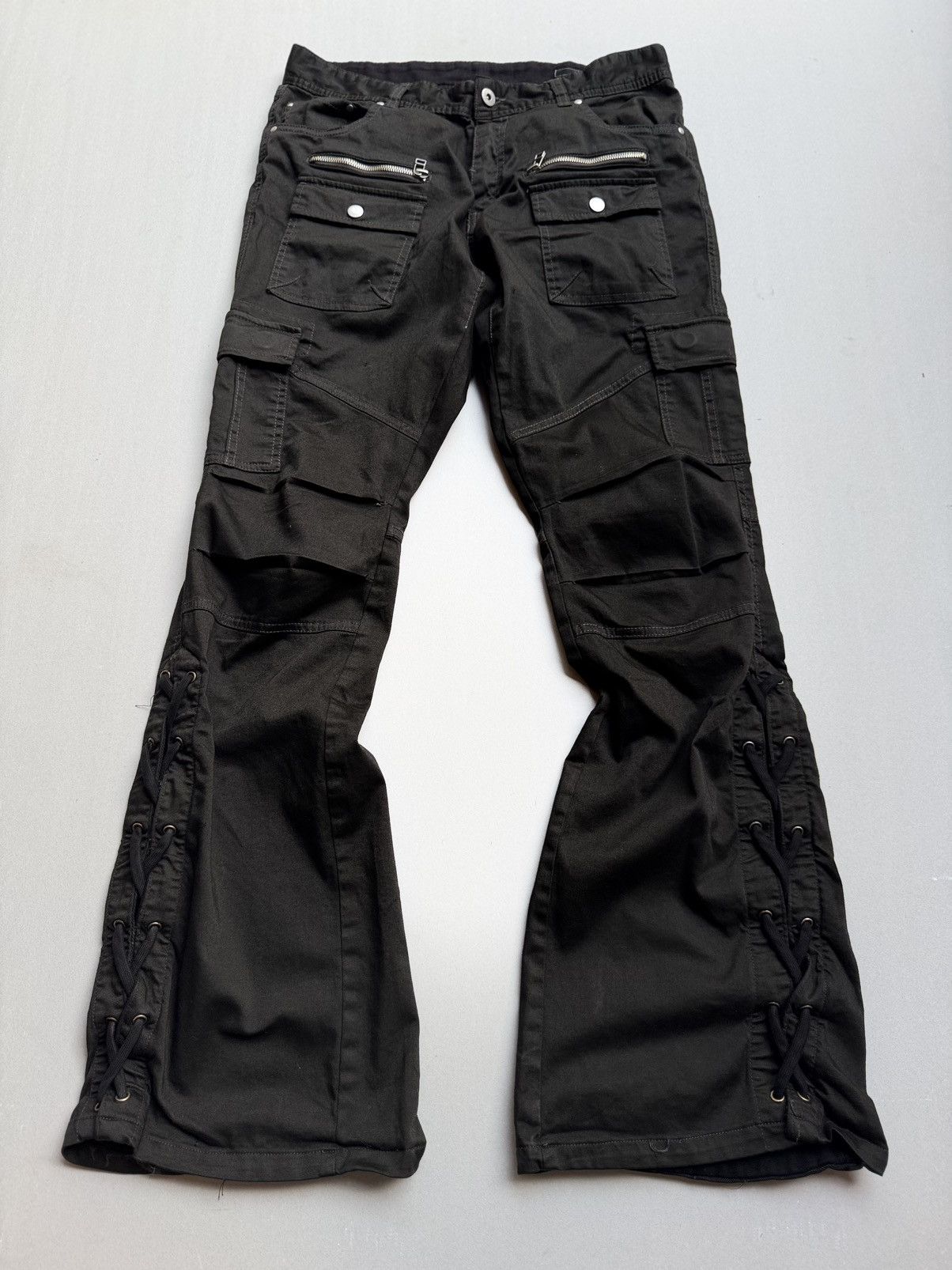 lace up flare cargo pants