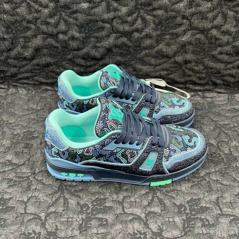 Louis Vuitton Louis Vuitton Trainer Blue Camo Full Drill Board Shoes Size US 7.5 / EU 40-41 - 1 Thumbnail