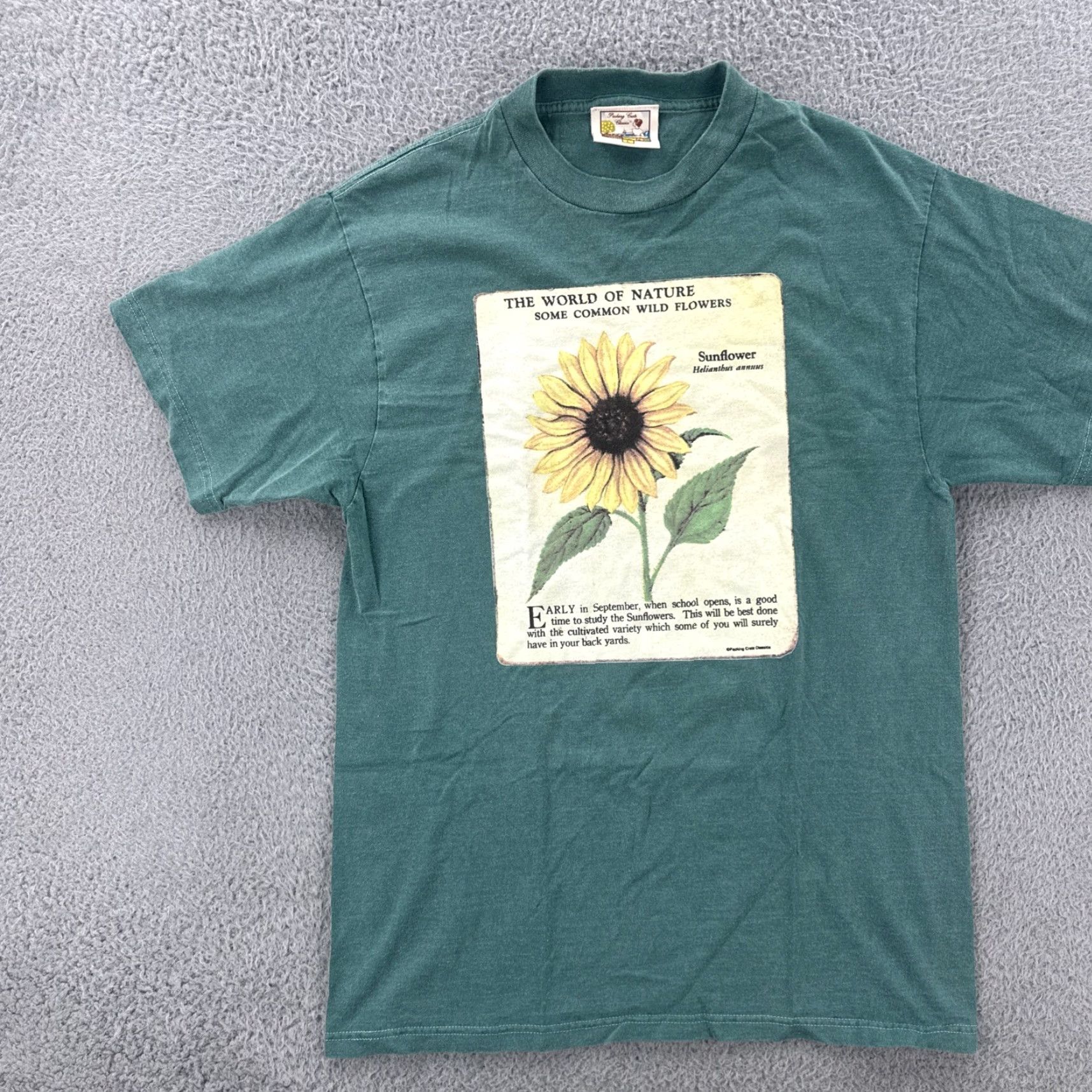 Sunflower VINTAGE Packing Crate Classics T-Shirt Green 90s Sunflower Graphic Print Large L Men Crew Neck Short Sleeve Graphic Print Mens Size US L / EU 52-54 / 3 - 3 Thumbnail