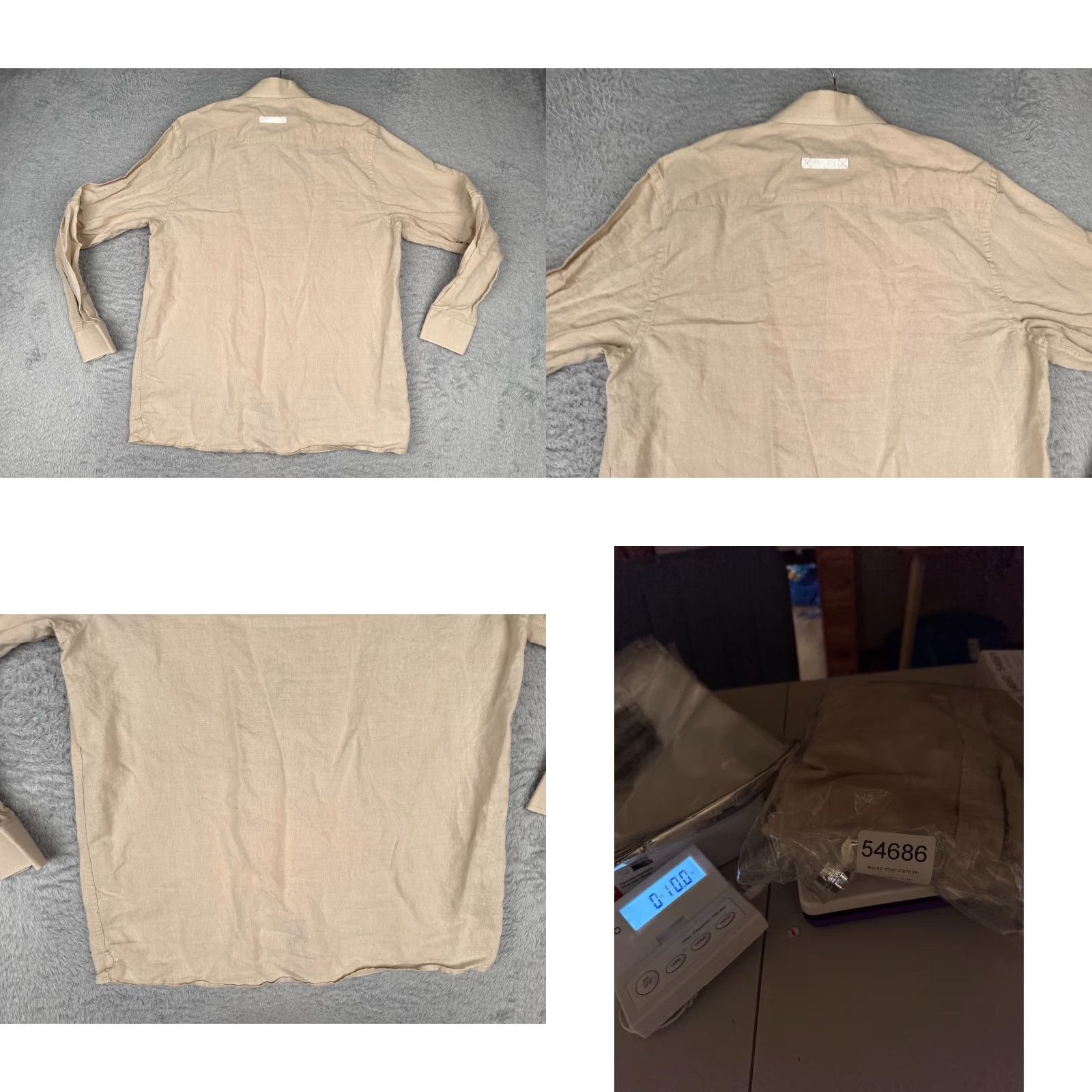 Vintage August Silk Button-Up Shirt Men Medium Beige 100% Cotton Long Sleeve Pockets Casual Workwear All Seasons Fall Spring Summer Winter (M) Mens Size US M / EU 48-50 / 2 - 9 Thumbnail