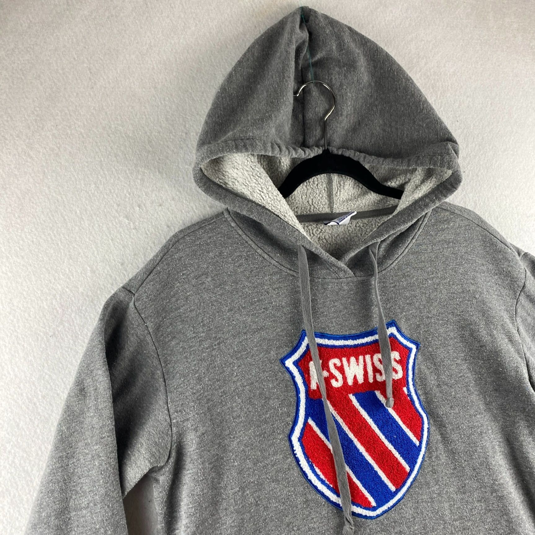 Vintage K Swiss Hoodie Mens M Gray Pullover Hooded Fleece Embroidered Drawstring Logo Size US M / EU 48-50 / 2 - 4 Thumbnail