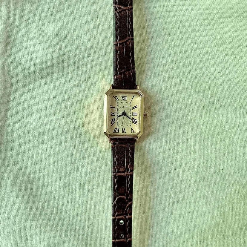 Jewelry 2000s vintage style rectangle brown leather luxury watch Size ONE SIZE - 5 Thumbnail