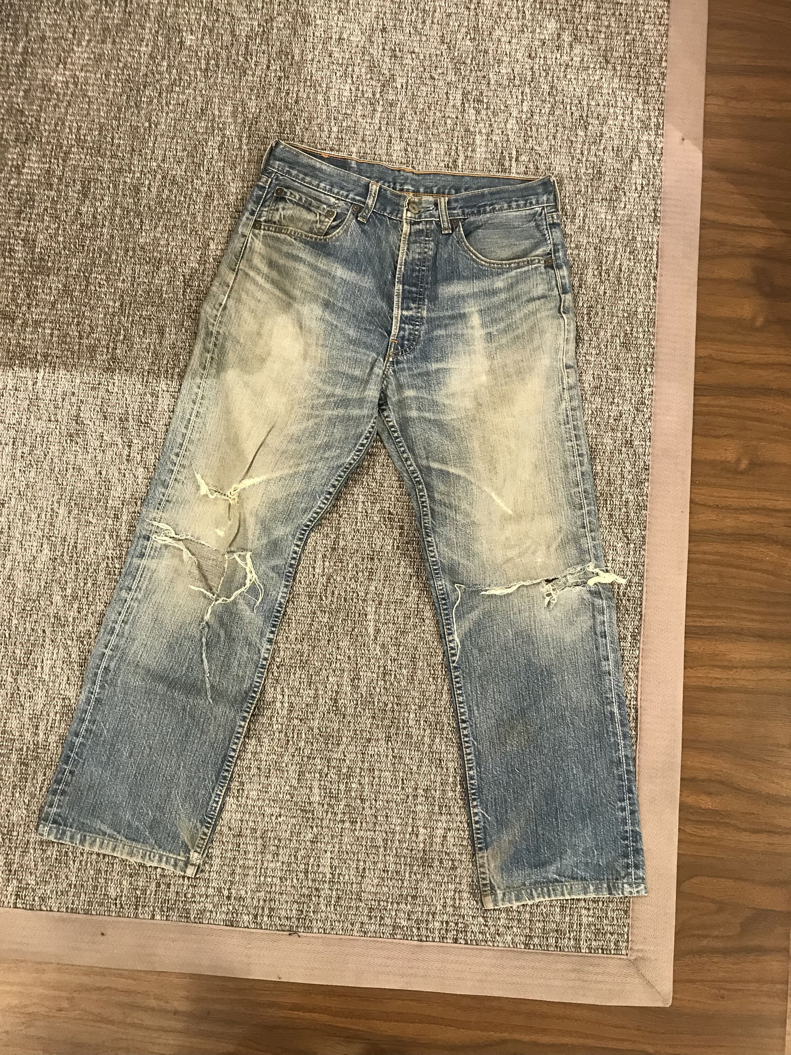Levi's LEVIS 501 JAPAN DISTRESSED THRASHED RIPPED DENIM JEANS Size US 32 / EU 48 - 1 Thumbnail