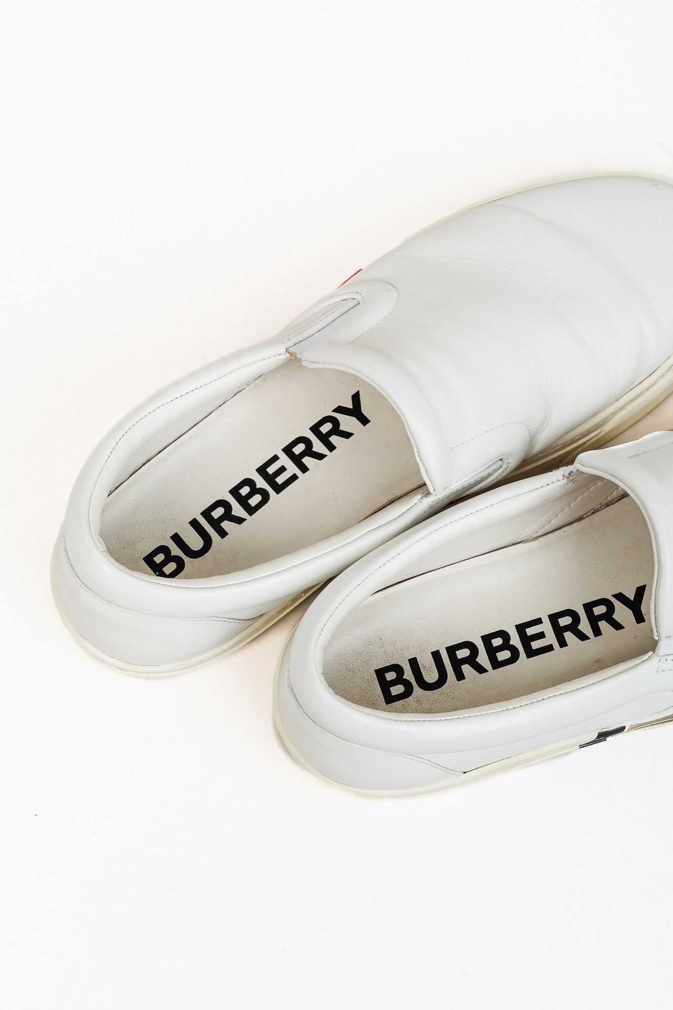 Burberry Burberry Men's Thompson White Leather Slip On Shoes Size US 10 / EU 43 - 10 Thumbnail