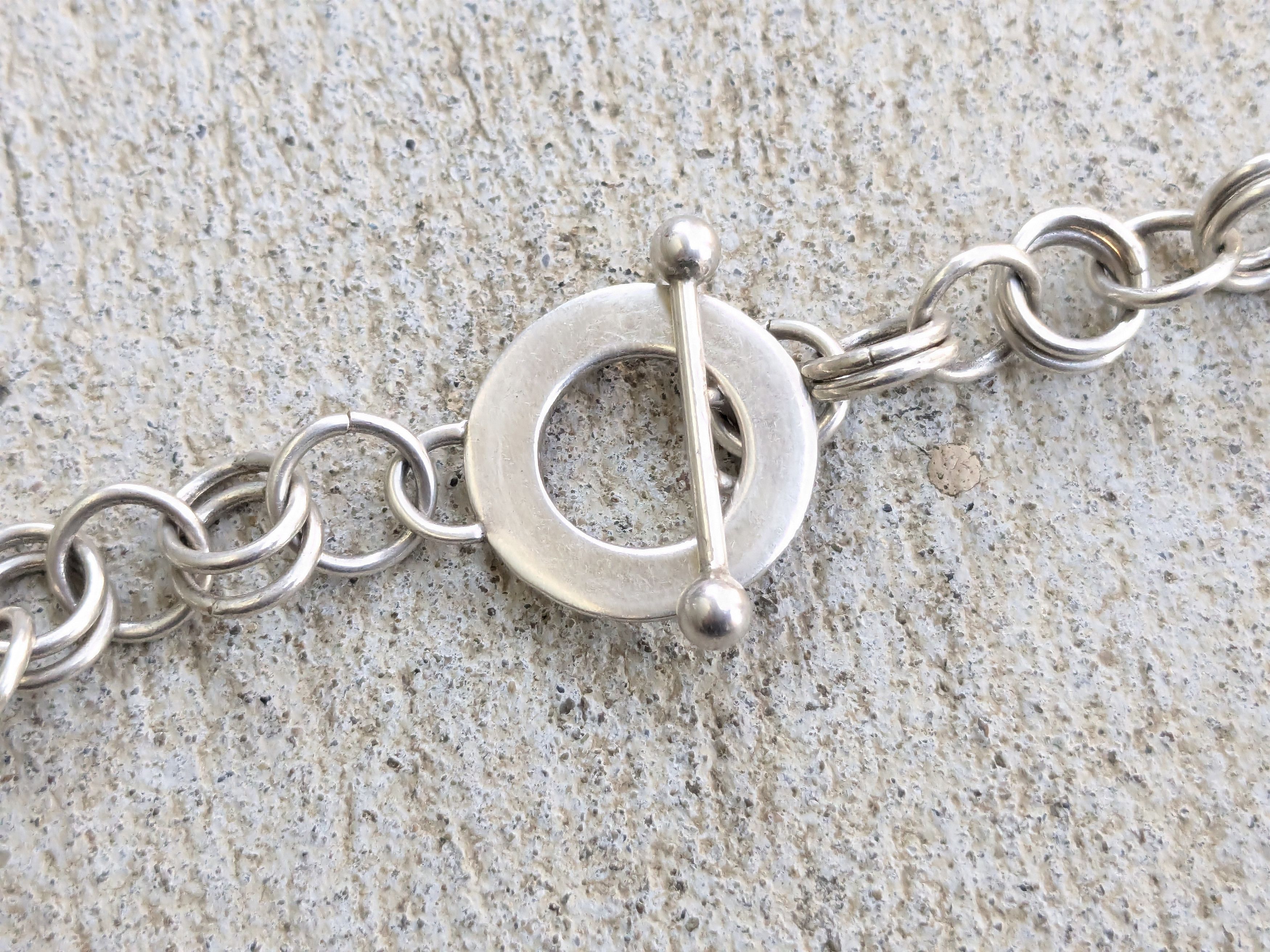 Jewelry Vintage Sterling Silver Choker Necklace Round Toggle Chain Size ONE SIZE - 6 Thumbnail