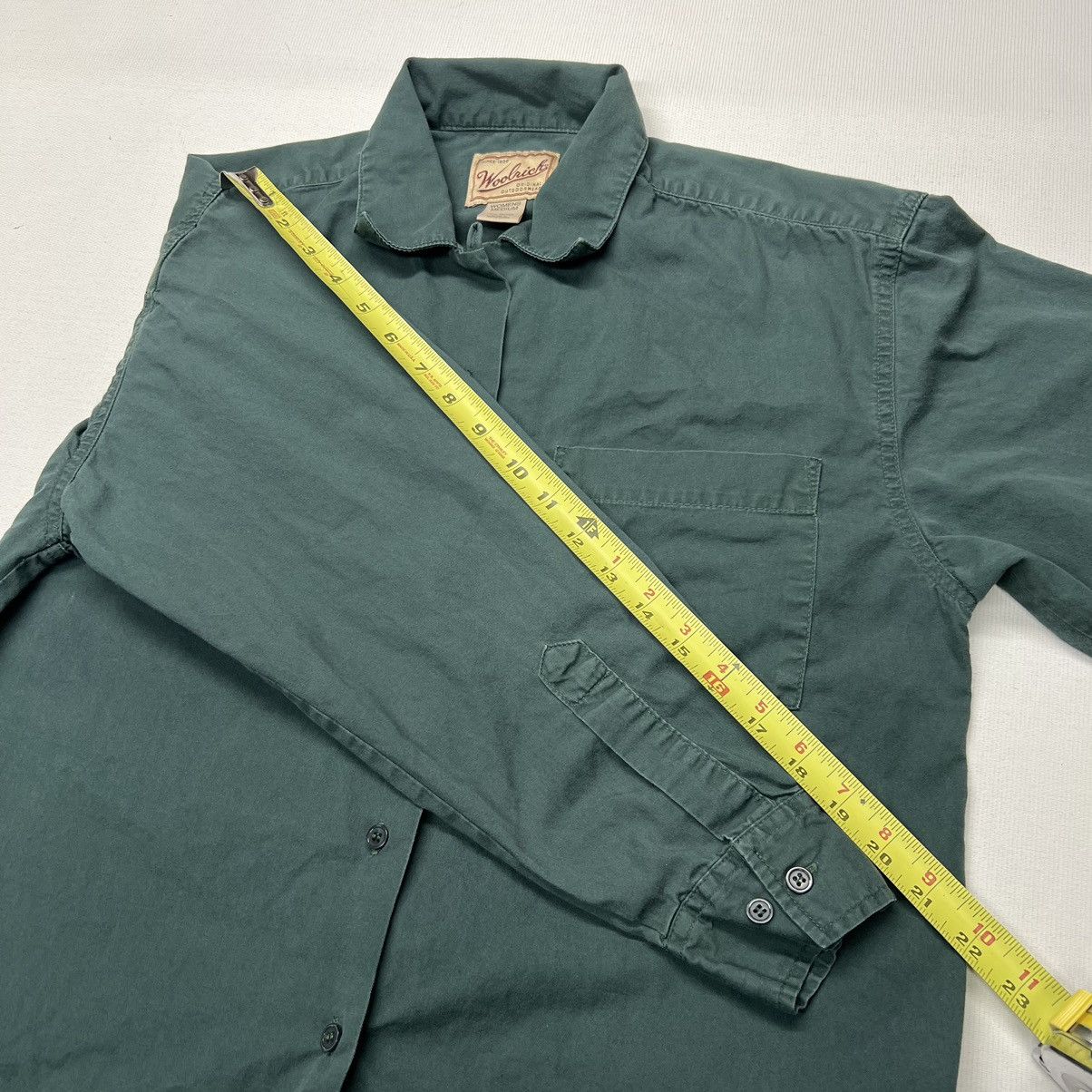 Vintage × Woolrich Woolen Mills Woolrich Button Up Shirt Green Pocket Solid Fern Classic Size M / US 6-8 / IT 42-44 - 21 Thumbnail