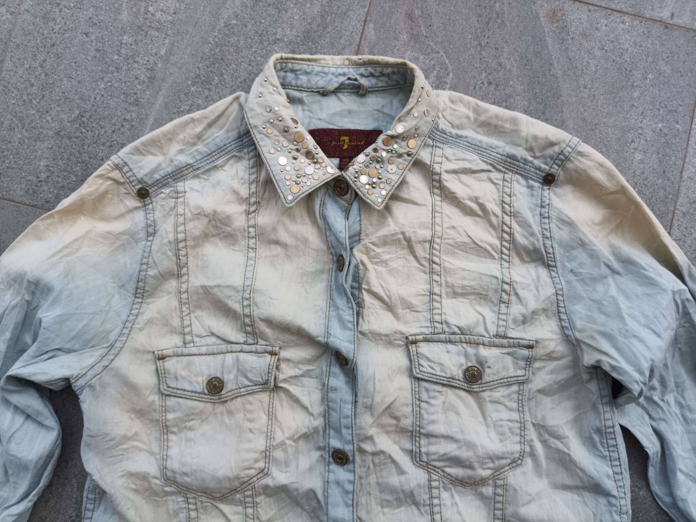 7 For All Mankind 7 For All Mankind Studded Long Sleeve Shirt Size US XS / EU 42 / 0 - 6 Thumbnail