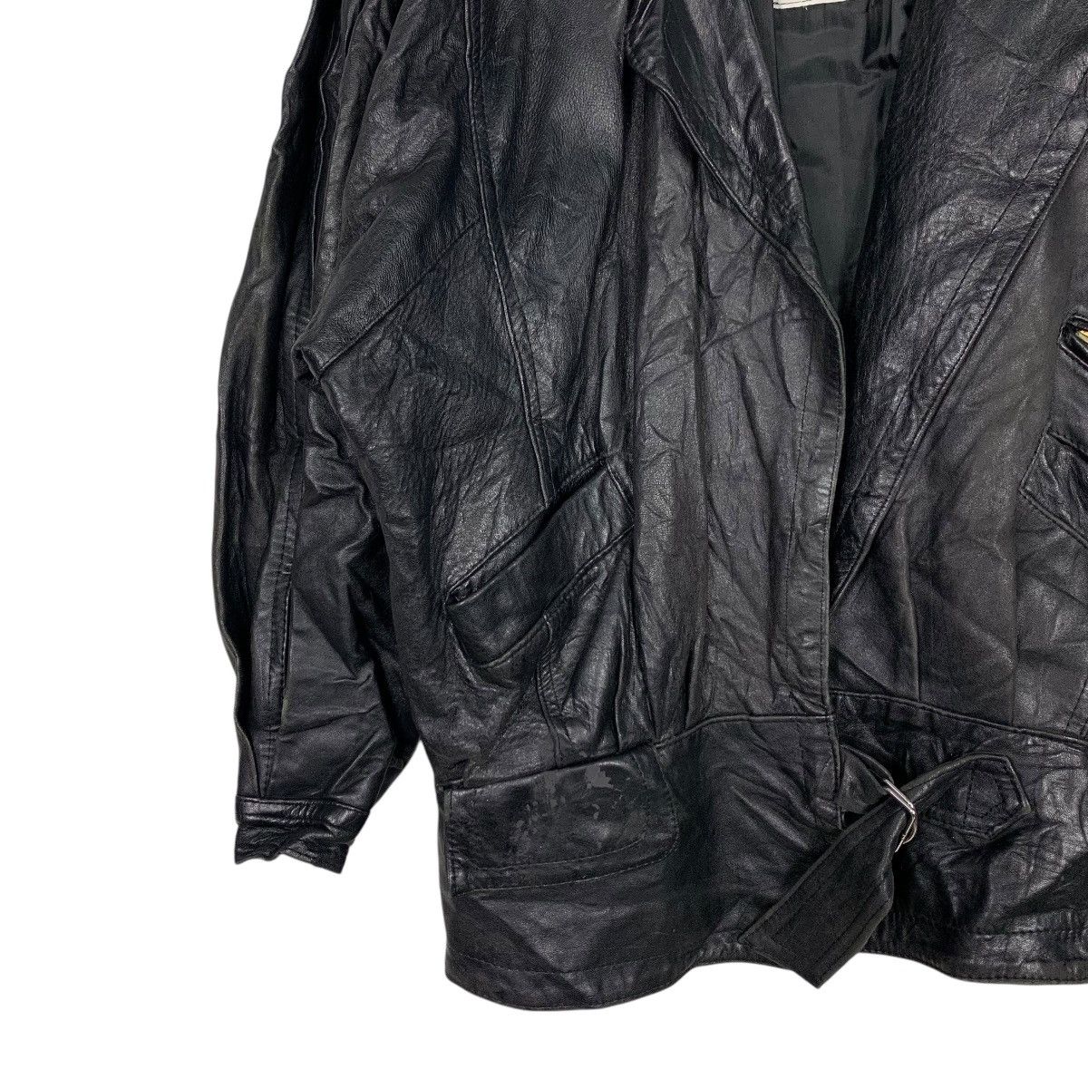 Vintage GENEL England Real Leather Double Collar Jacket #2164-C95 Size US L / EU 52-54 / 3 - 3 Thumbnail