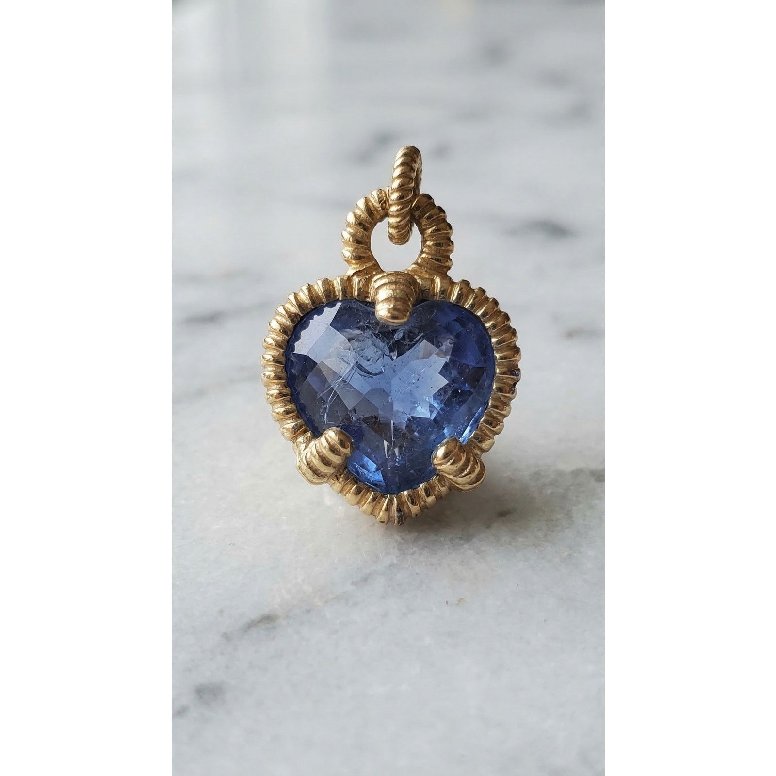 Judith Ripka Judith Ripka Blue Heart Chain Sterling Silver Necklace Size ONE SIZE - 4 Thumbnail