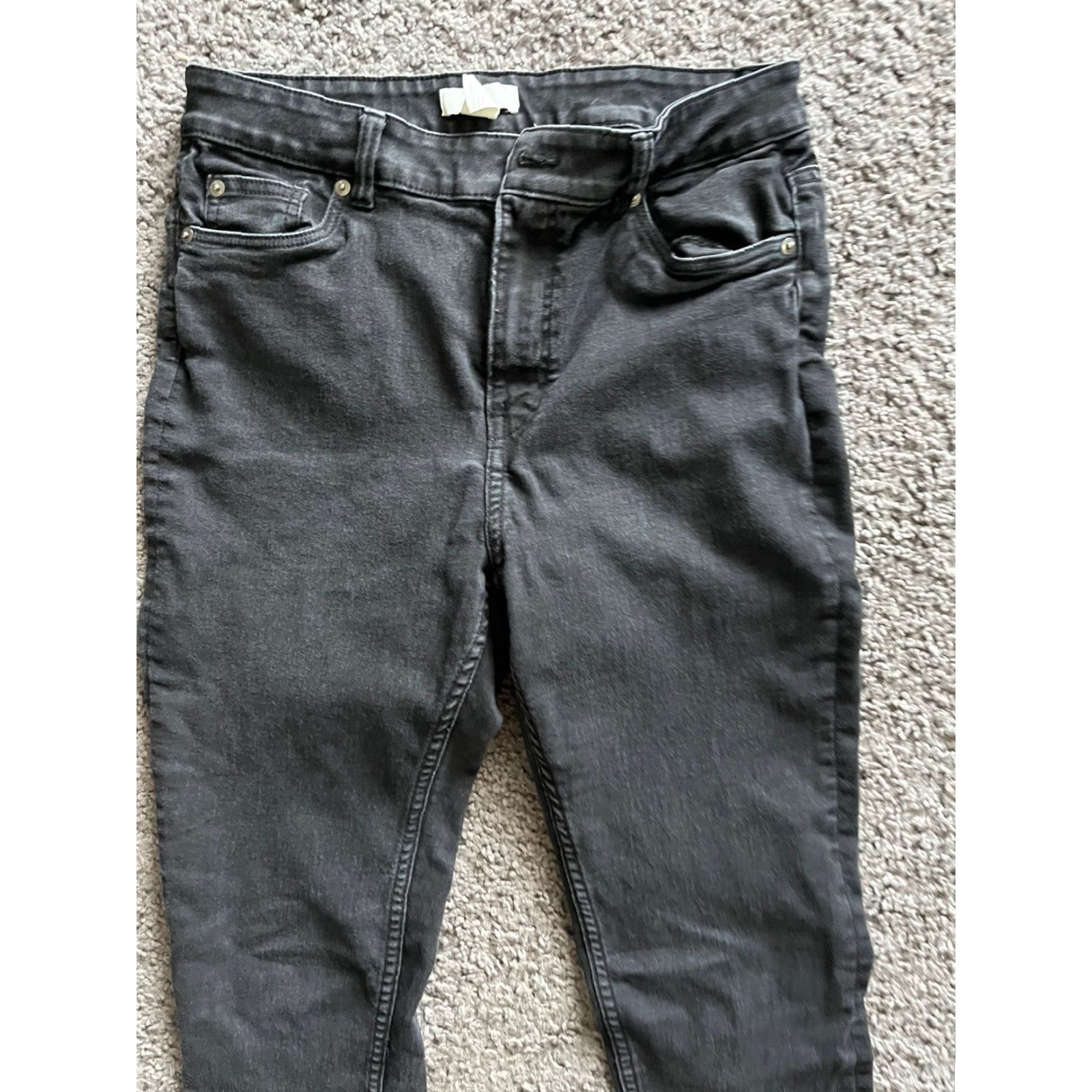 H&M H&M Womens High Rise Skinny Jeans 12 Black Solid Zip Up Size 34" / US 12 / IT 48 - 2 Thumbnail