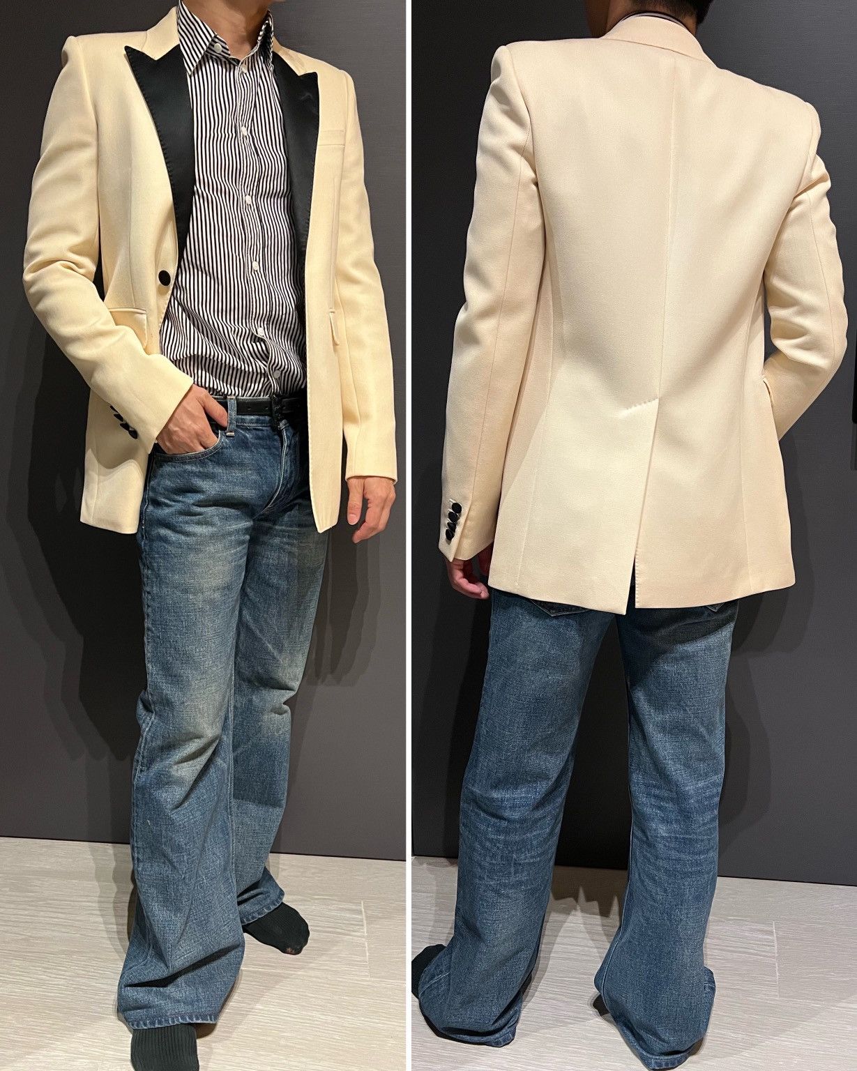 Hedi Slimane × Saint Laurent Paris 15FW Peaked Lapel White Blazer sz44 Size 44S - 7 Thumbnail