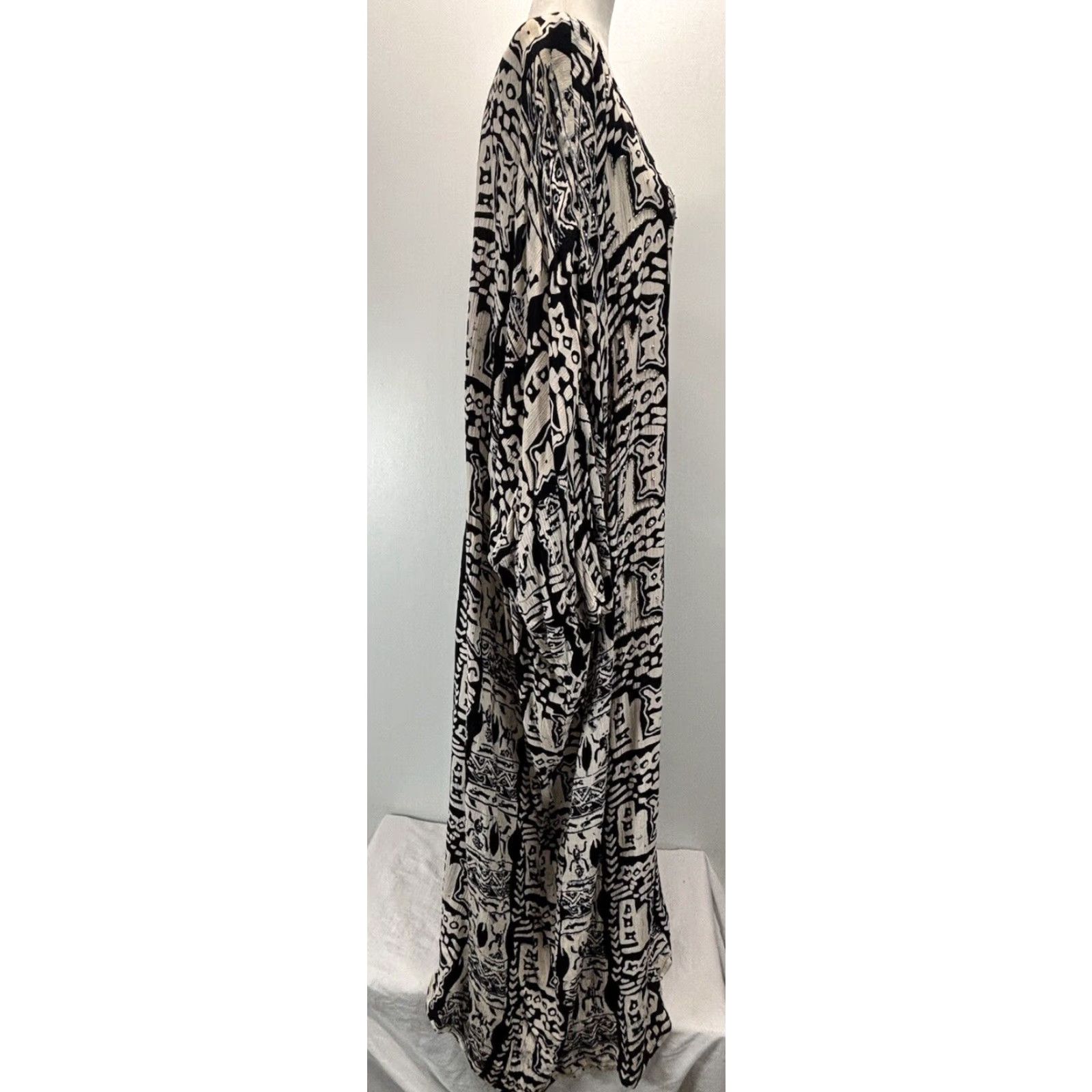 Vintage Nubian Queen Beaded Kaftan Dress Tan Black One Size Women Size ONE SIZE - 4 Thumbnail